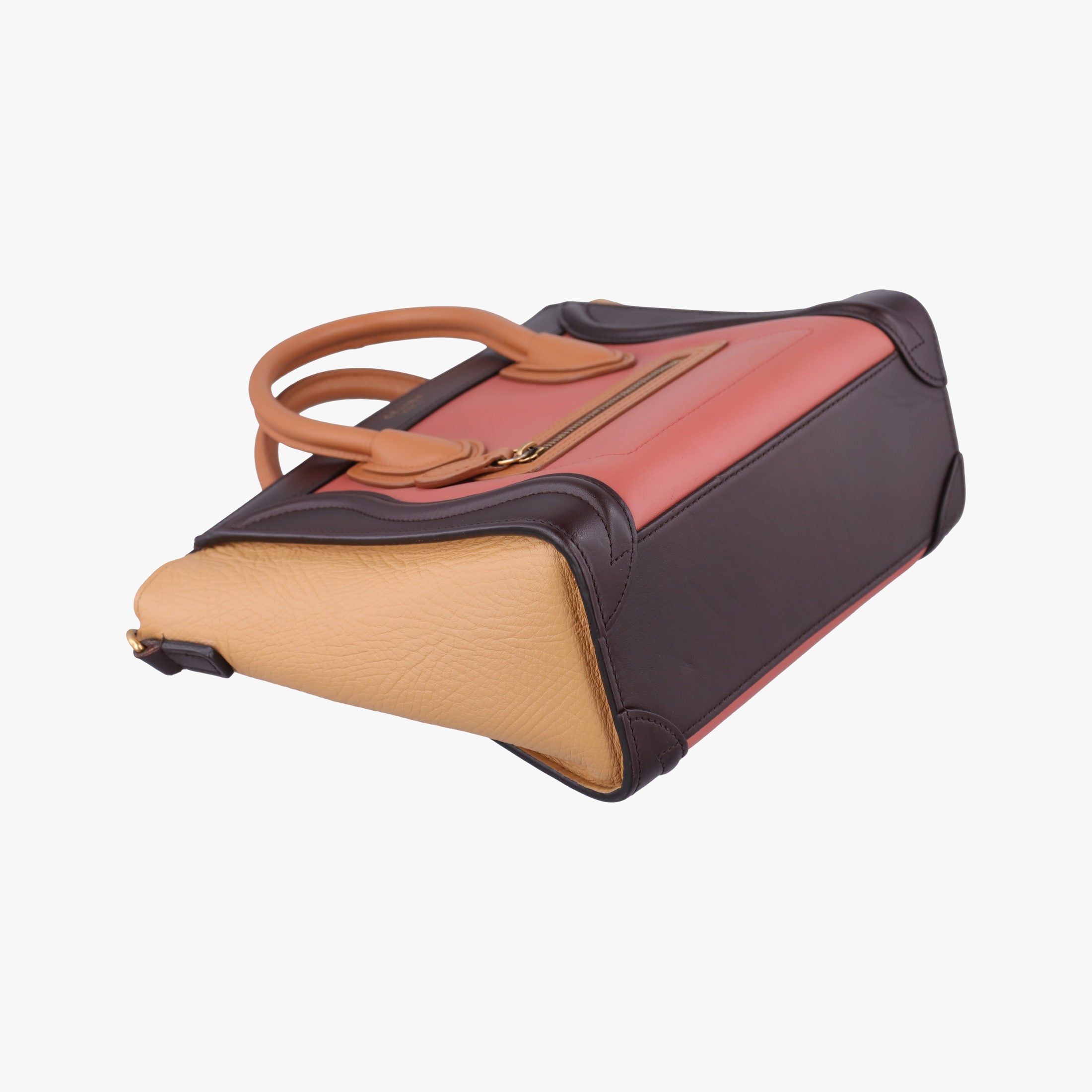 luggage nano shopper Pink beige×brown×black Leather F-CU-1185ラゲージナノショッパー ピンクベージュ×ブラウン×ブラック レザー F-CU-1185