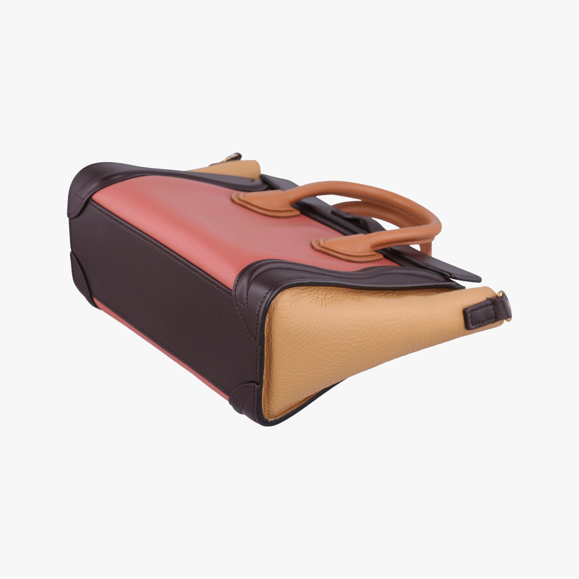 luggage nano shopper Pink beige×brown×black Leather F-CU-1185ラゲージナノショッパー ピンクベージュ×ブラウン×ブラック レザー F-CU-1185
