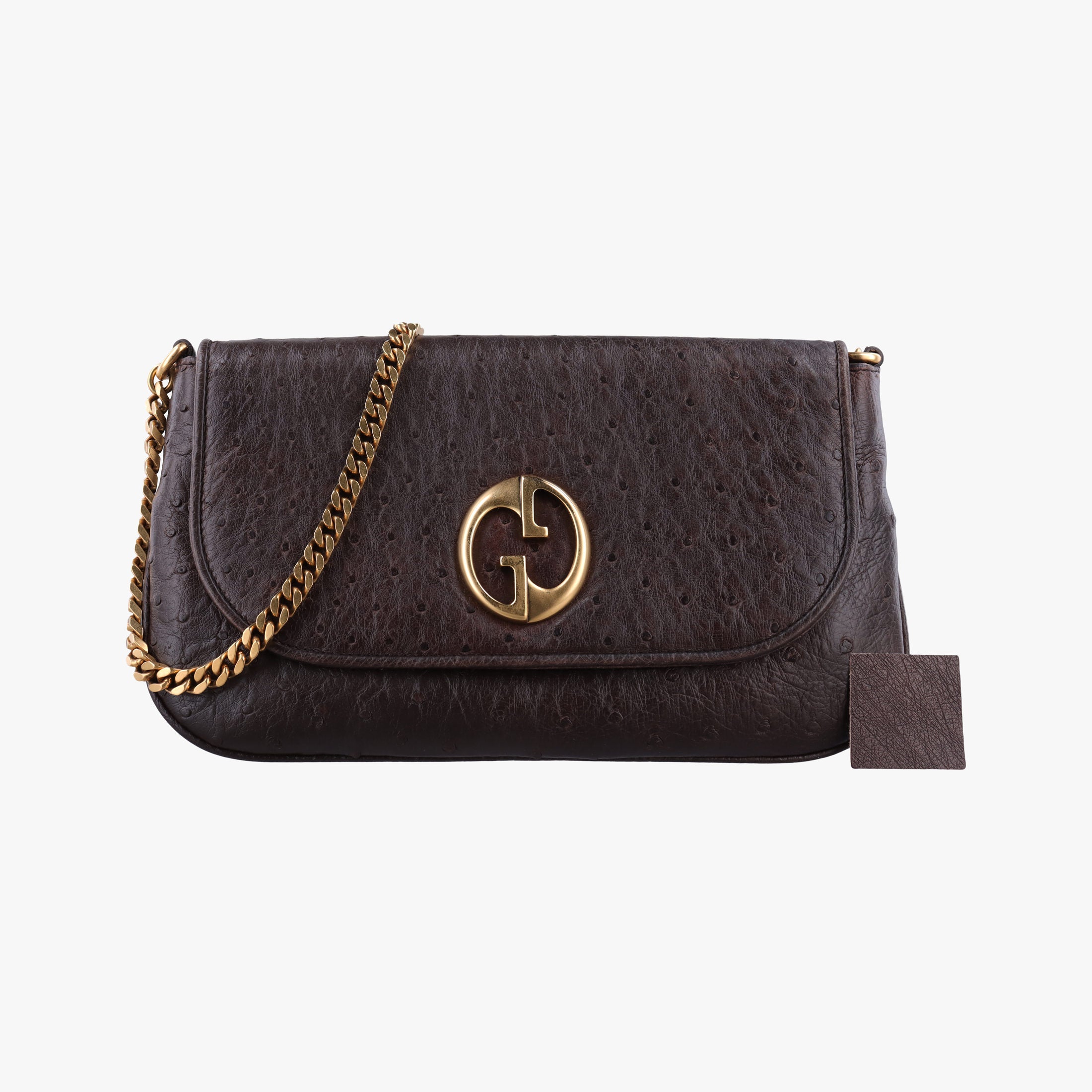 1973 Double G Brown Ostrich Leather 251820 C99565351973 ダブルG ブラウン オーストリッチ 251820 C9956535
