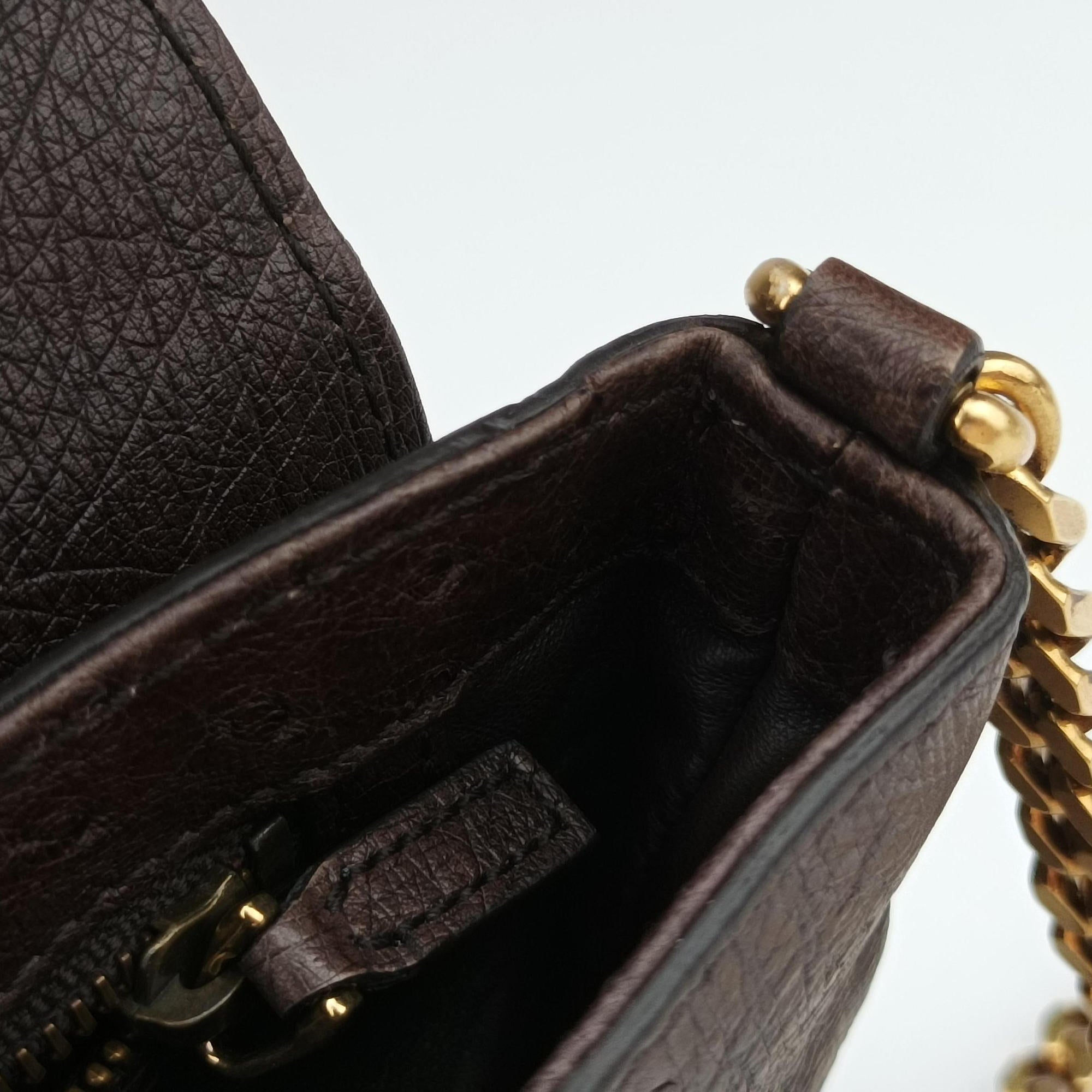 1973 Double G Brown Ostrich Leather 251820 C99565351973 ダブルG ブラウン オーストリッチ 251820 C9956535