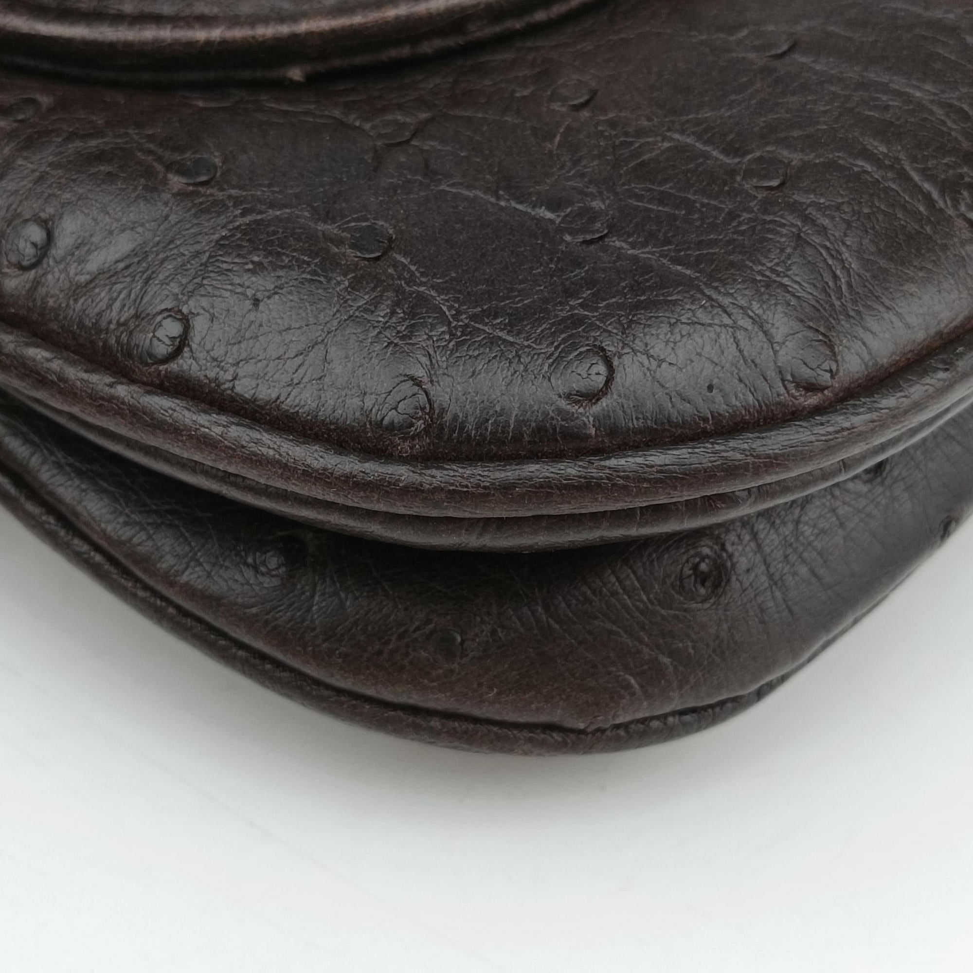 1973 Double G Brown Ostrich Leather 251820 C99565351973 ダブルG ブラウン オーストリッチ 251820 C9956535