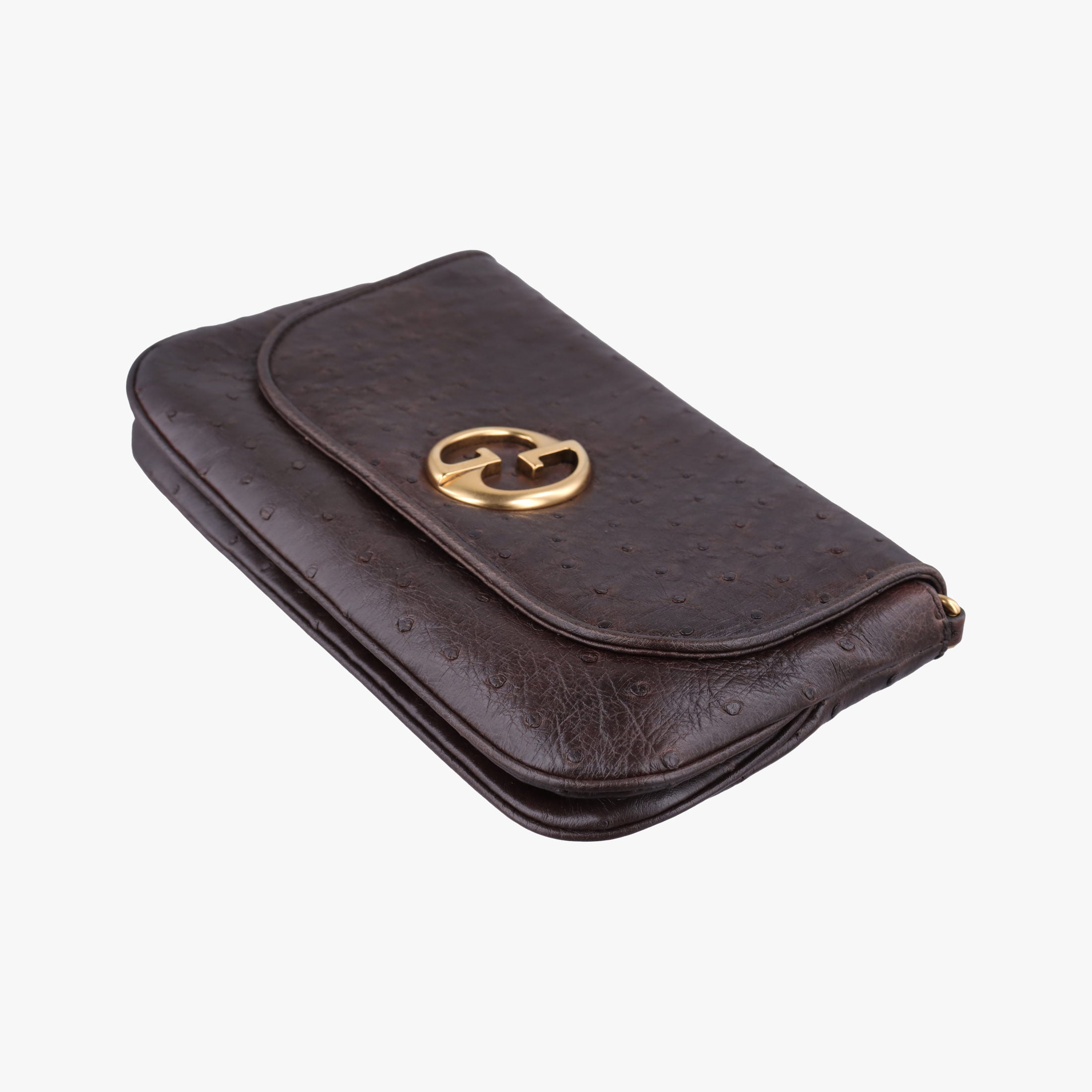 1973 Double G Brown Ostrich Leather 251820 C99565351973 ダブルG ブラウン オーストリッチ 251820 C9956535
