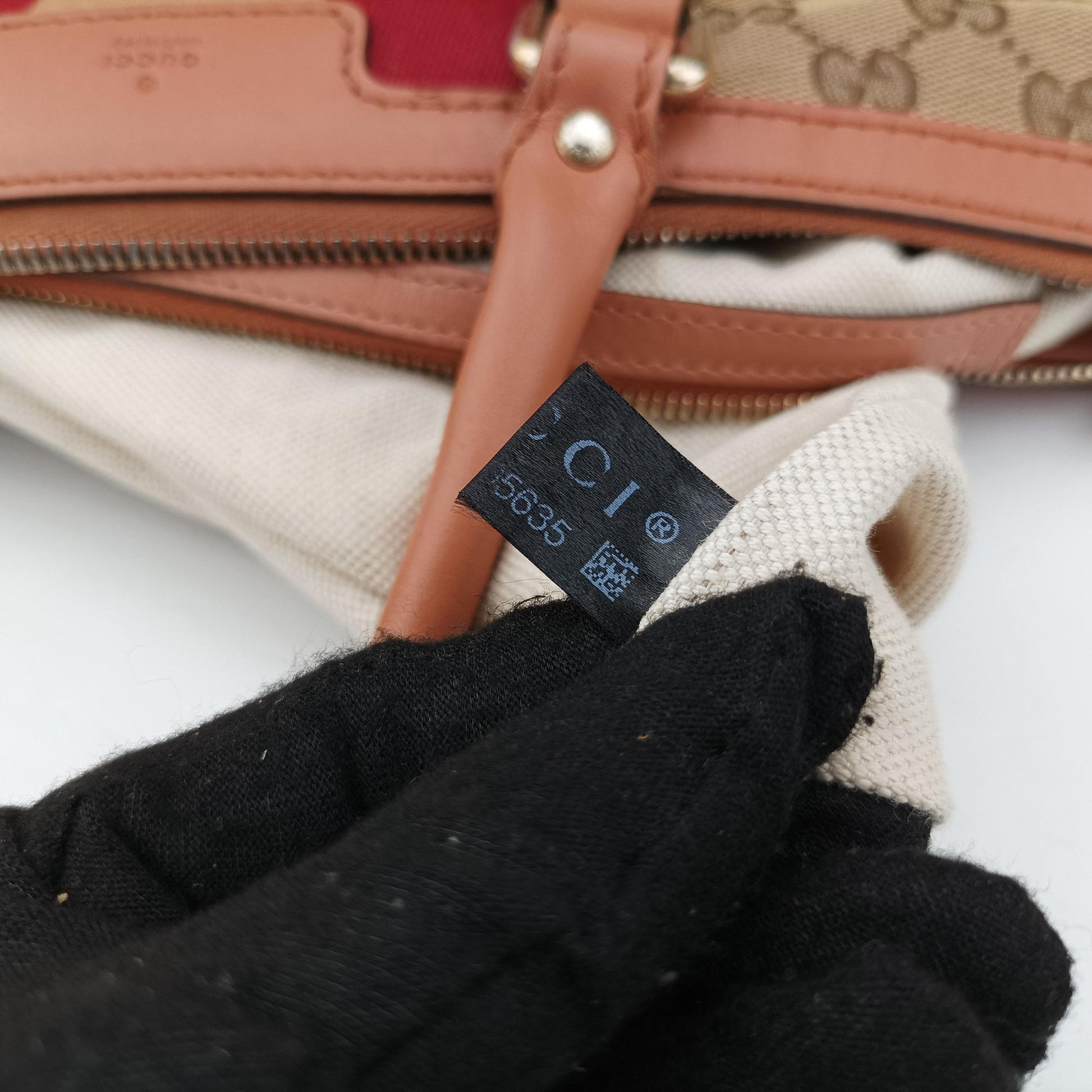 Vintage Web Beige×red×orange Canvas×Leather 257341 A012205635ヴィンテージ ウェブ ベージュ×レッド×オレンジ キャンバス×レザー 257341 A012205635