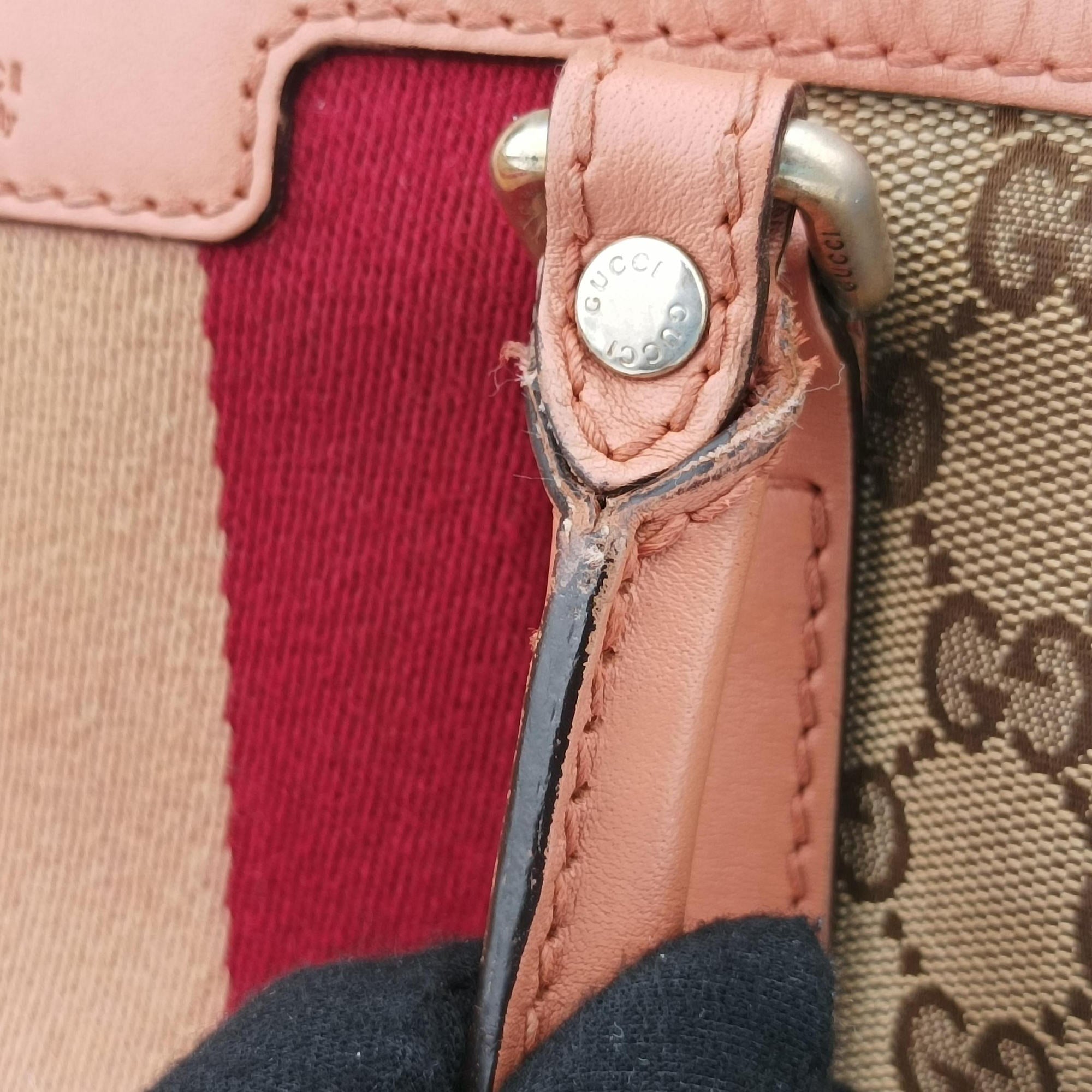 Vintage Web Beige×red×orange Canvas×Leather 257341 A012205635ヴィンテージ ウェブ ベージュ×レッド×オレンジ キャンバス×レザー 257341 A012205635