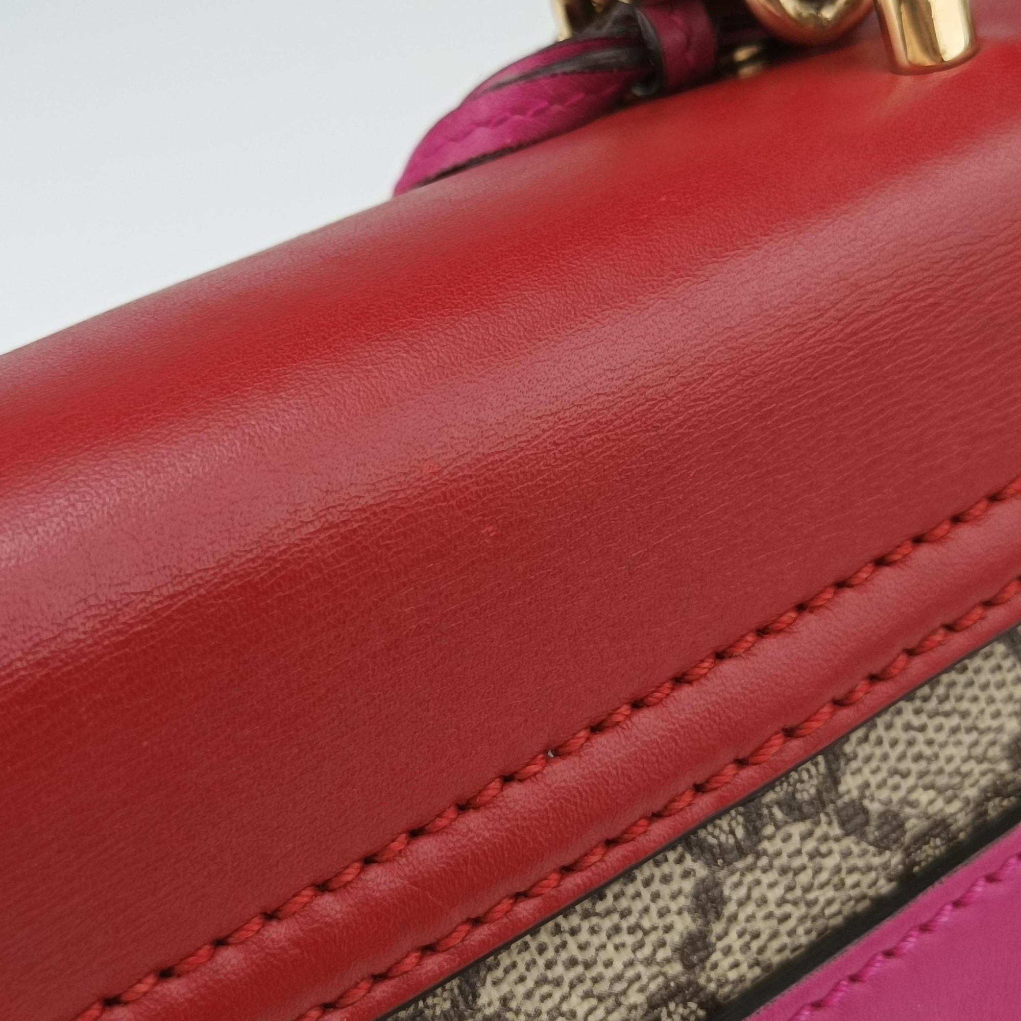 Padlock beige×red×pink PVC coated canvas×Leather 409487 H018683326パドロック ベージュ×レッド×ピンク PVCコーティングキャンバス×レザー 409487 H018683326