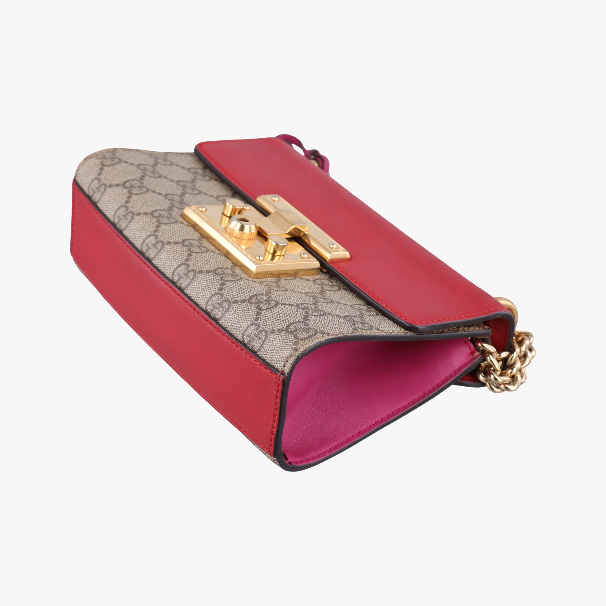 Padlock beige×red×pink PVC coated canvas×Leather 409487 H018683326パドロック ベージュ×レッド×ピンク PVCコーティングキャンバス×レザー 409487 H018683326