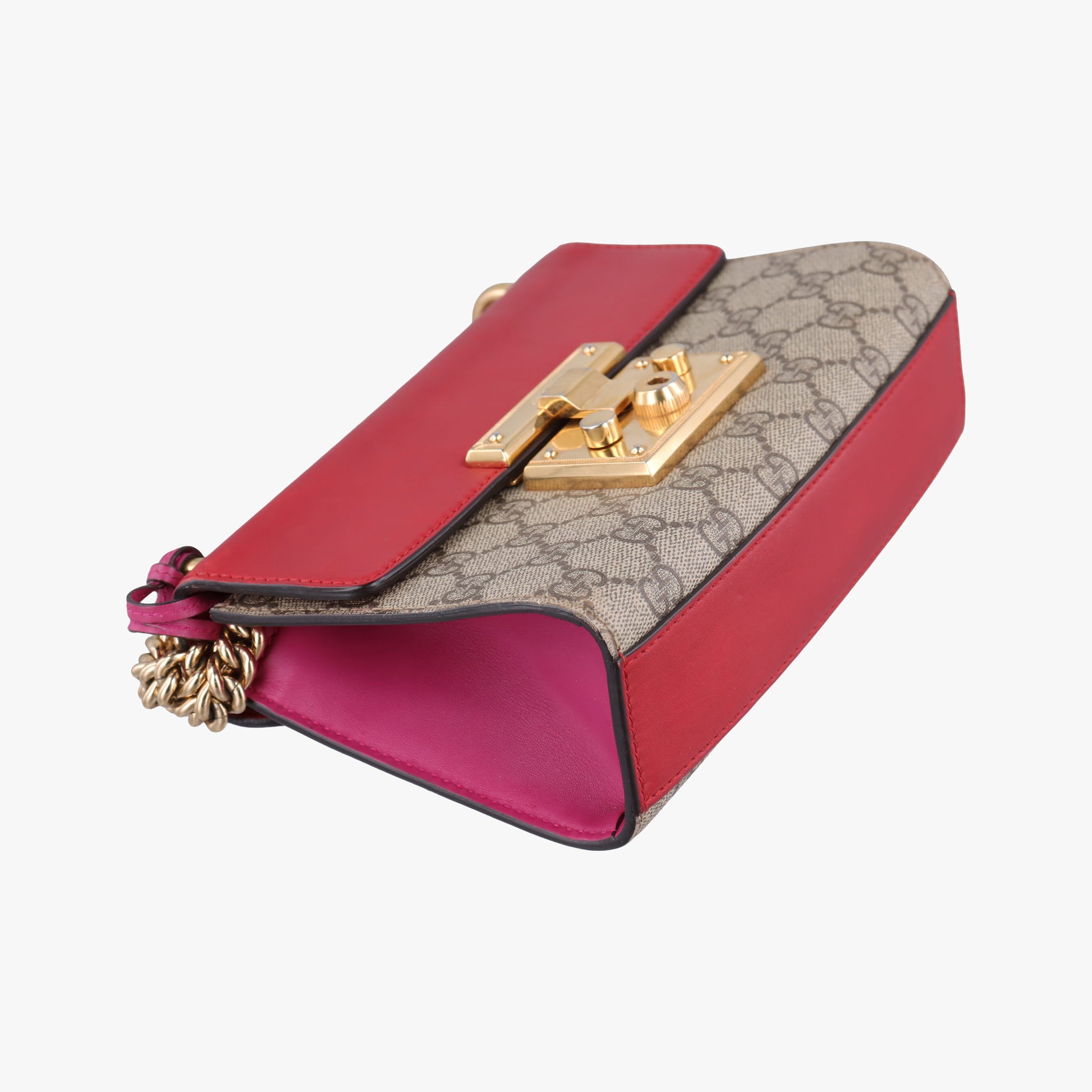 Padlock beige×red×pink PVC coated canvas×Leather 409487 H018683326パドロック ベージュ×レッド×ピンク PVCコーティングキャンバス×レザー 409487 H018683326