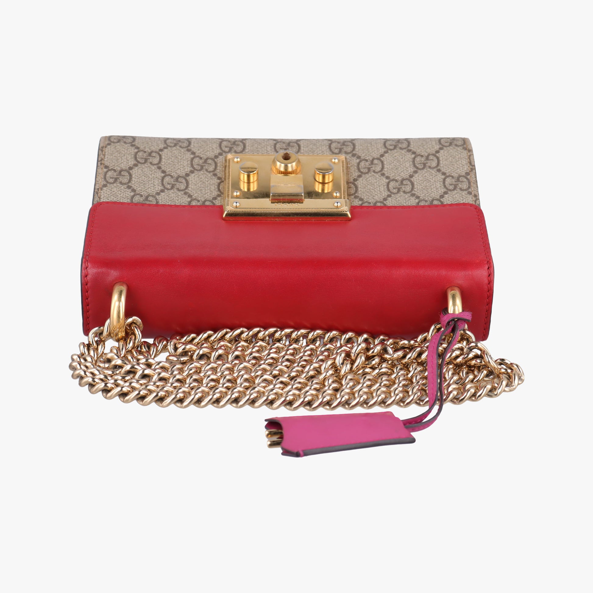 Padlock beige×red×pink PVC coated canvas×Leather 409487 H018683326パドロック ベージュ×レッド×ピンク PVCコーティングキャンバス×レザー 409487 H018683326