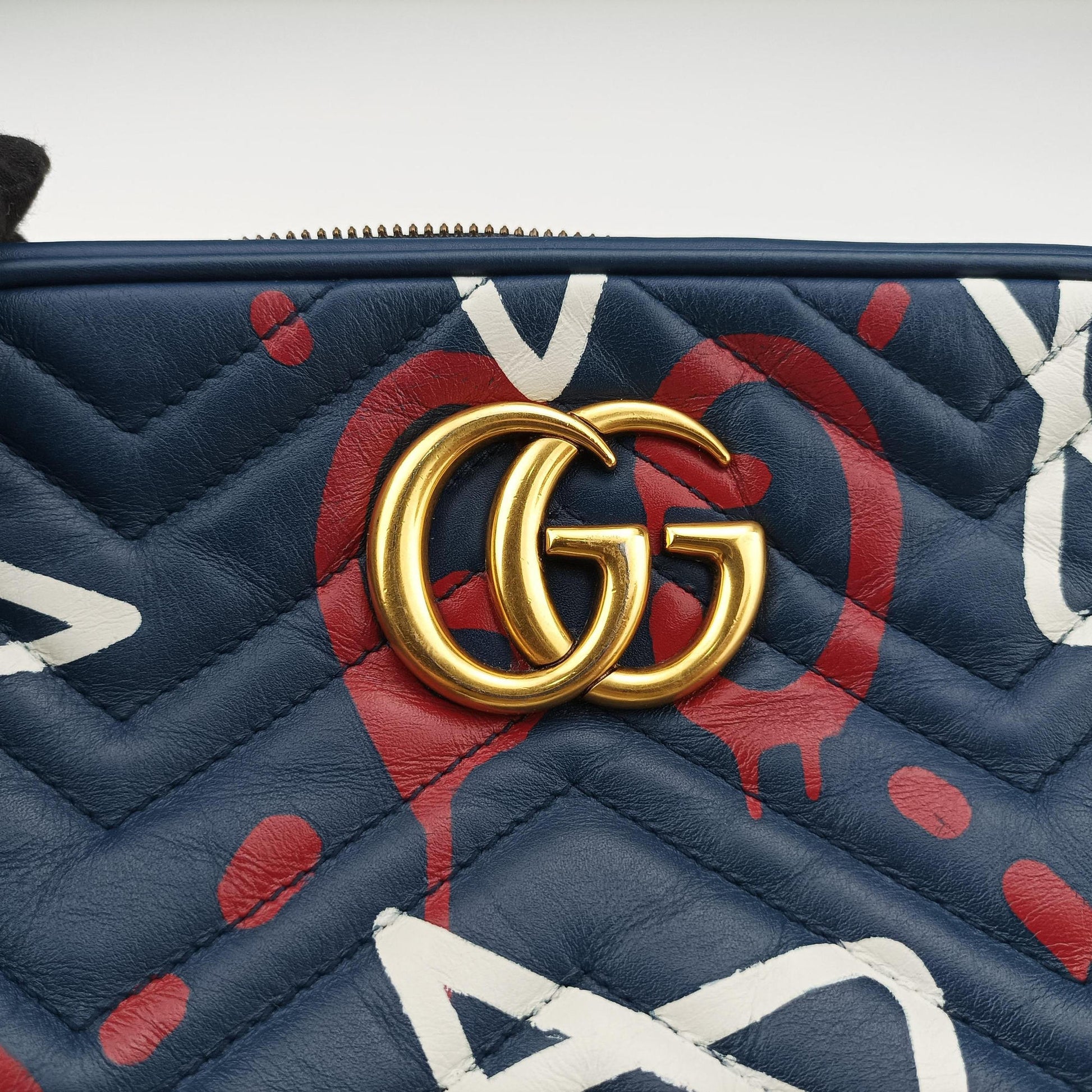 GG Marmont navy×Multicolour Leather 447632 C020665521GGマーモント ネイビー×マルチカラー レザー 447632 C020665521