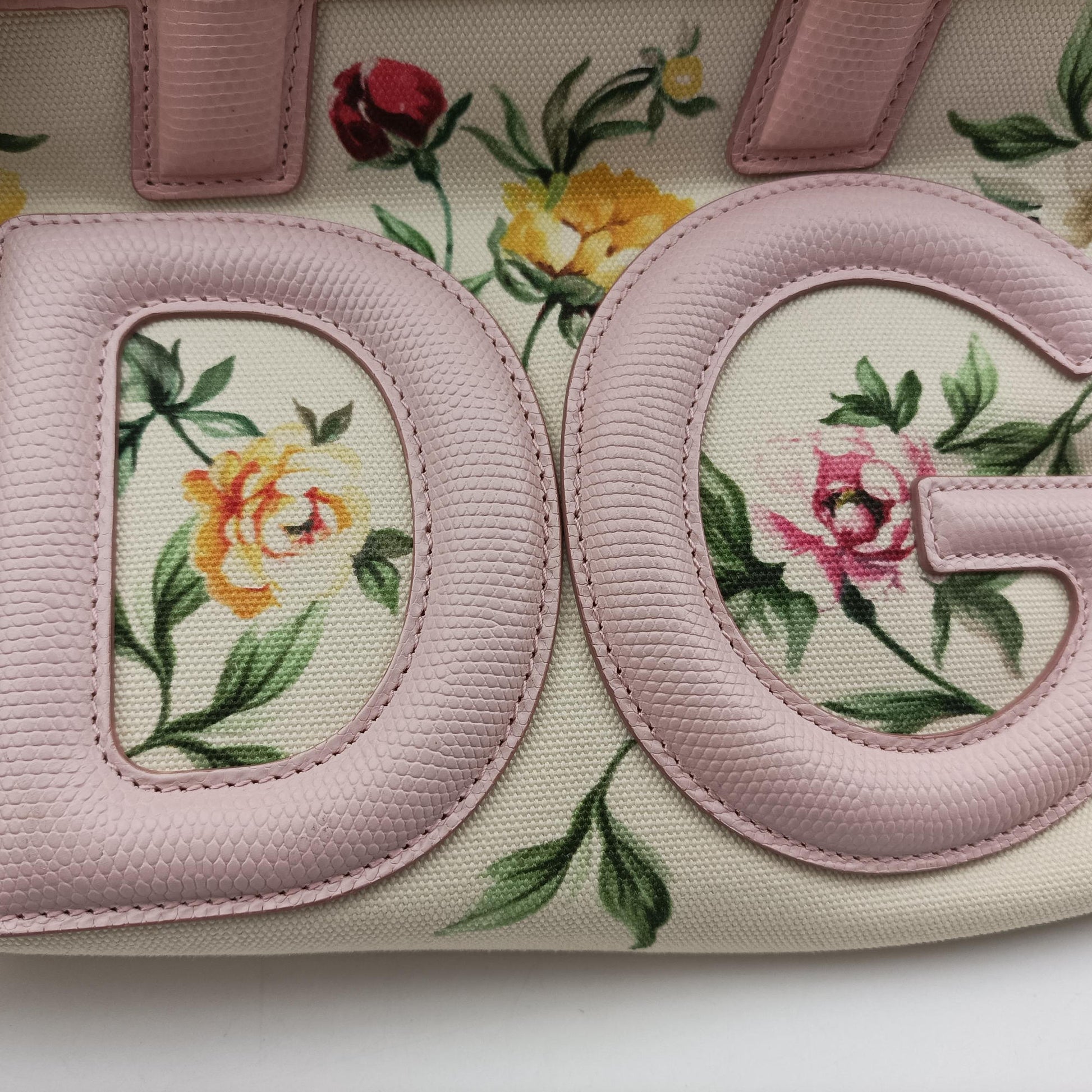 Floral Print Instabag White x Multicolor Canvas x Leather 40フローラルプリント インスタバッグ ホワイトxマルチカラー キャンバス×レザー 40