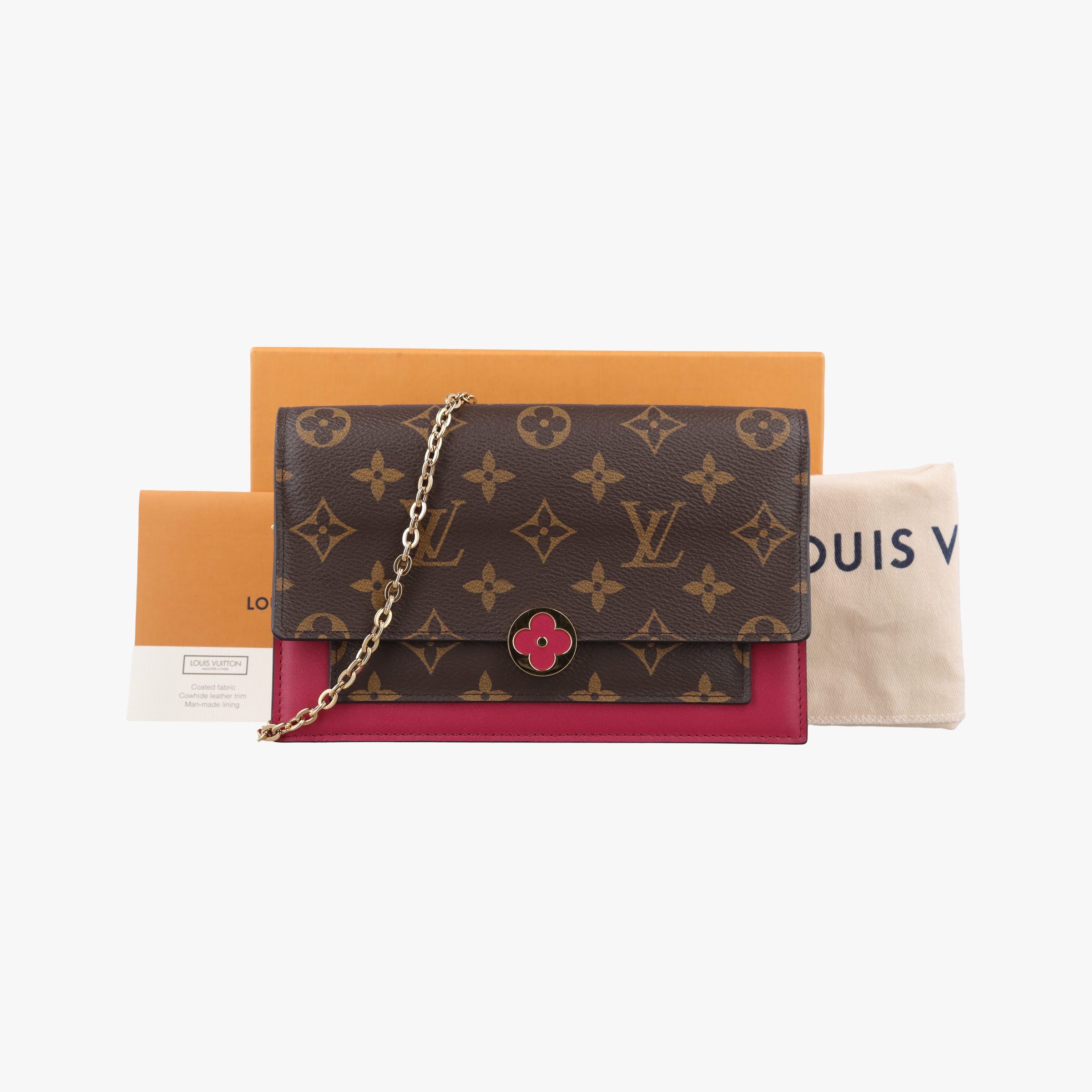 Flore Chain brown×FUCHSIA Monogram Porte Feuille ×calf leather M69578 SP4128フロール チェーン モノグラム/ブラウン×フューシャ モノグラムポルトフォイユ×カーフレザー M69578 SP4128