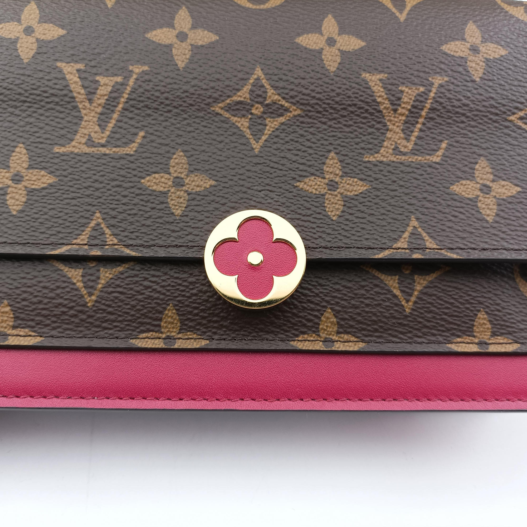 Flore Chain brown×FUCHSIA Monogram Porte Feuille ×calf leather M69578 SP4128フロール チェーン モノグラム/ブラウン×フューシャ モノグラムポルトフォイユ×カーフレザー M69578 SP4128