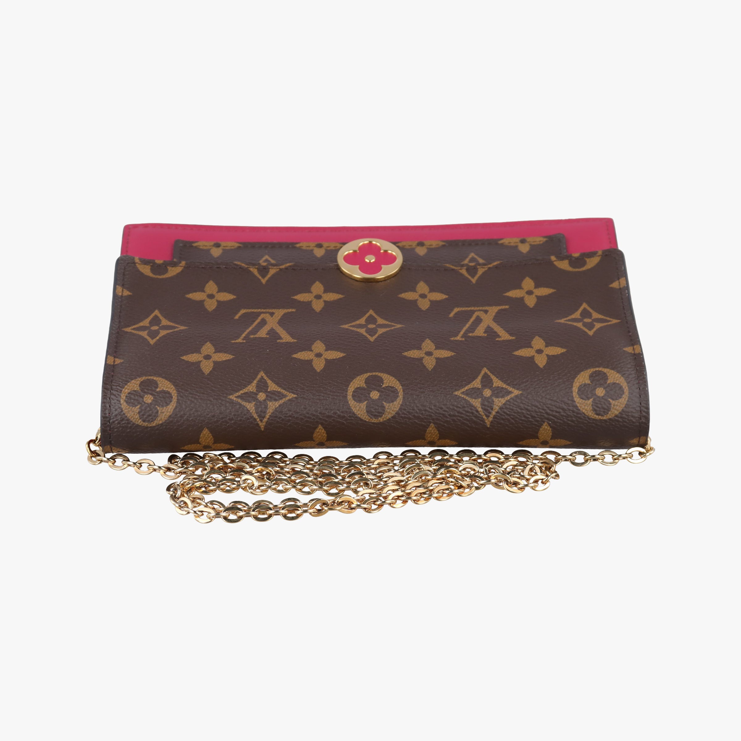 Flore Chain brown×FUCHSIA Monogram Porte Feuille ×calf leather M69578 SP4128フロール チェーン モノグラム/ブラウン×フューシャ モノグラムポルトフォイユ×カーフレザー M69578 SP4128