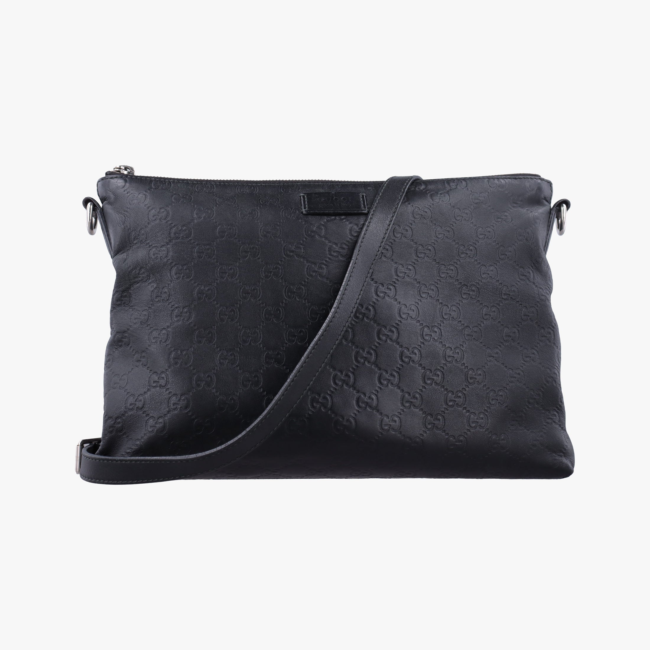 GG Imprime messenger Black Leather 473882 D021955082インプリメ メッセンジャー ブラック レザー 473882 D021955082