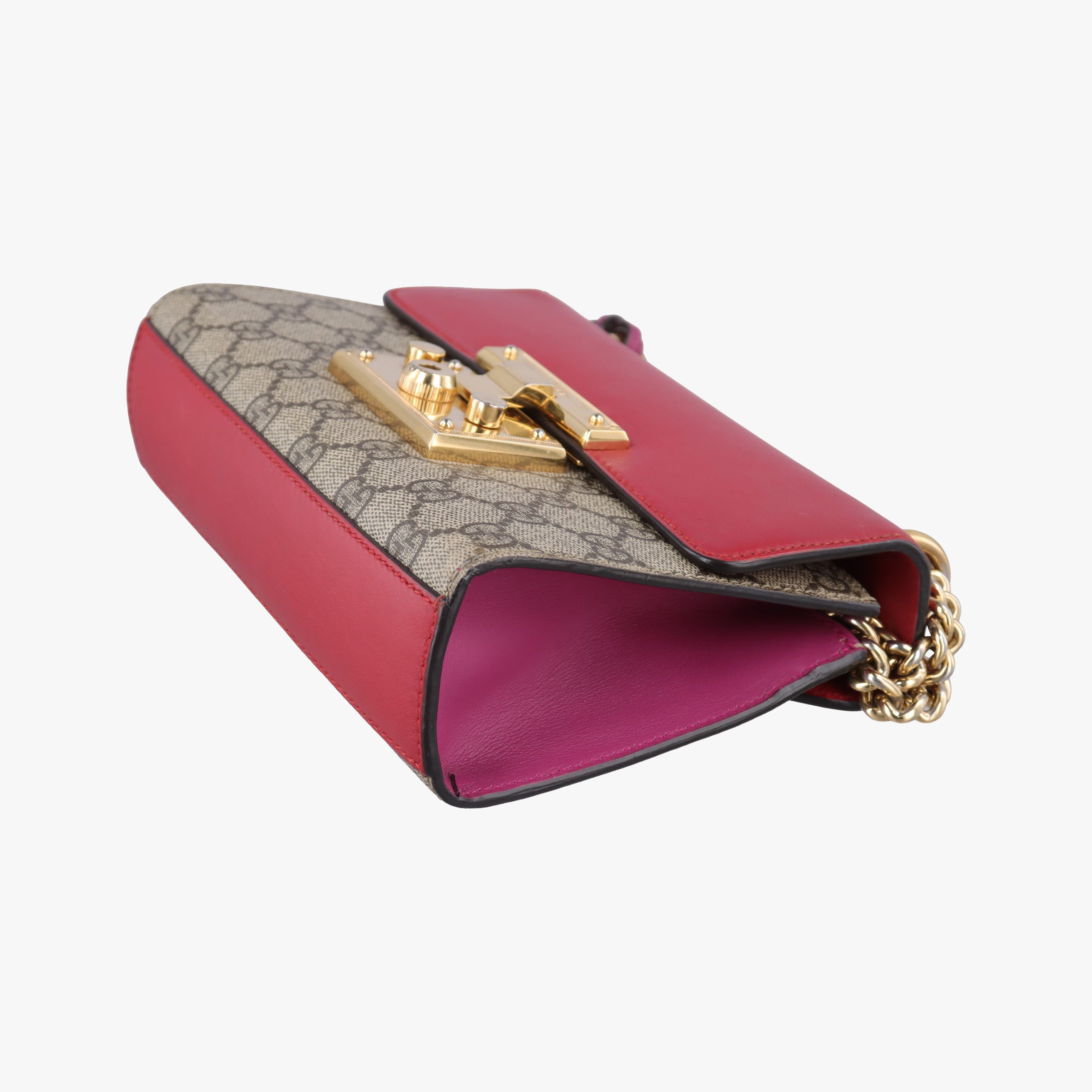 Padlock Beige×red×pink PVC coated canvas×Leather 409487 D020734944パドロック ベージュ×レッド×ピンク PVCコーティングキャンバス×レザー 409487 D020734944