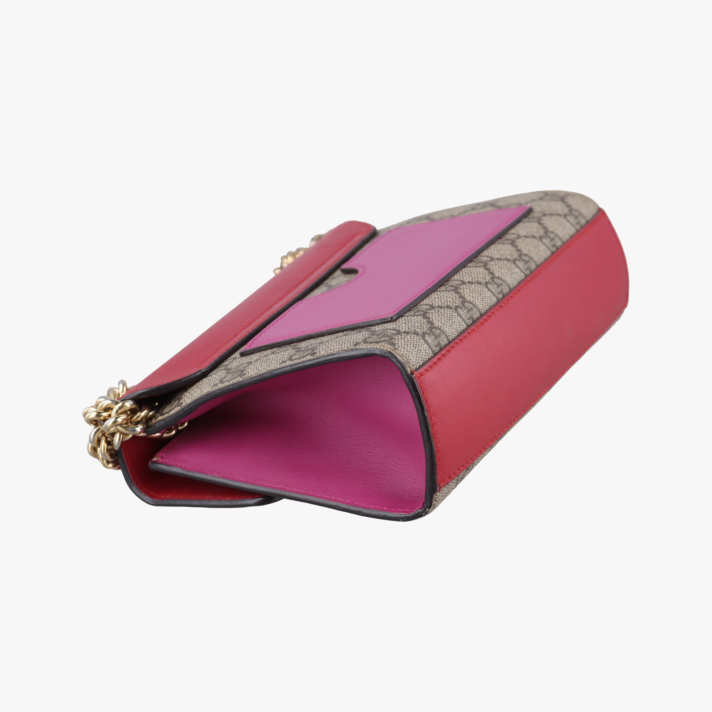 Padlock Beige×red×pink PVC coated canvas×Leather 409487 D020734944パドロック ベージュ×レッド×ピンク PVCコーティングキャンバス×レザー 409487 D020734944