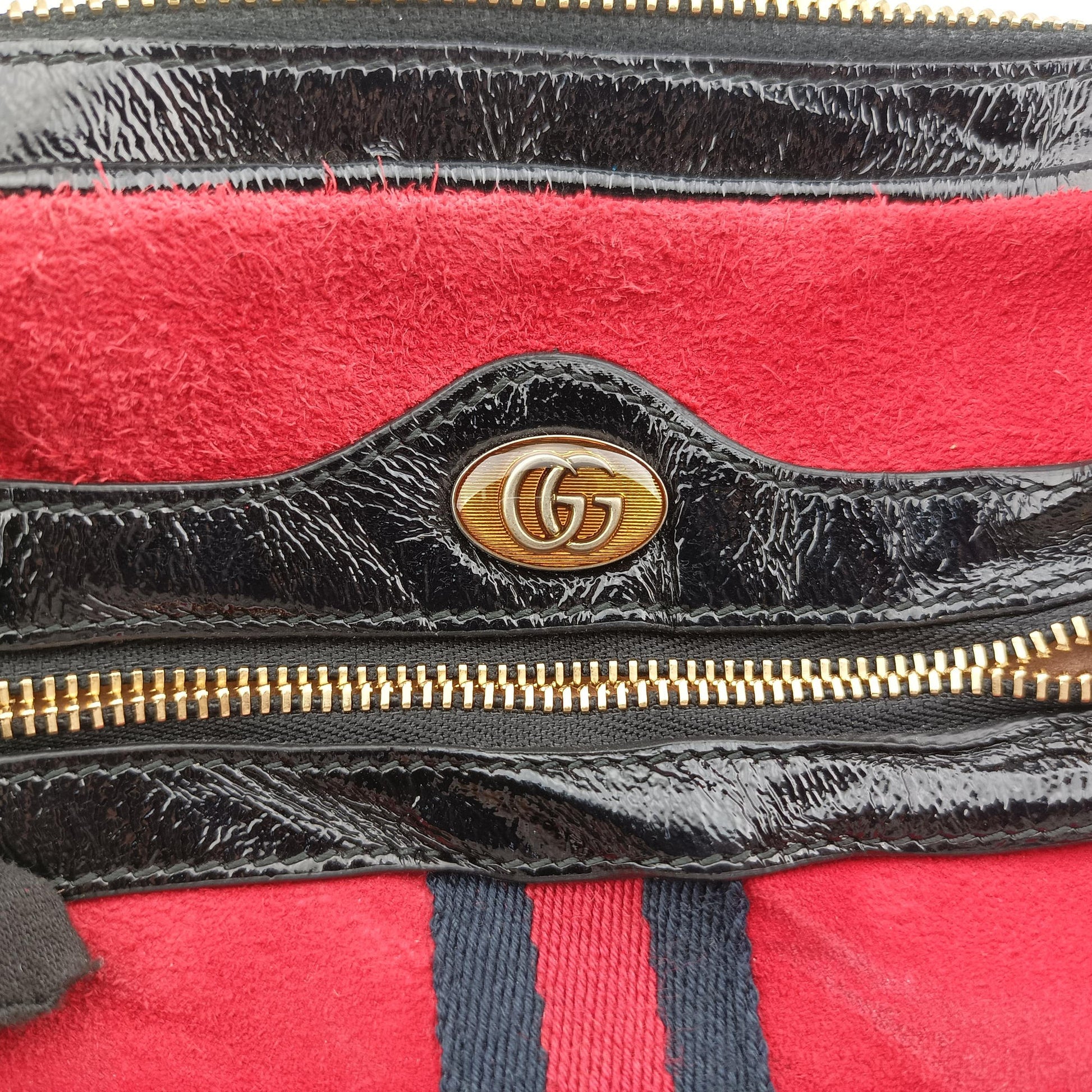 OPHIDIA Black×red suede×Patent Leather 517350 オフィディア ブラック×レッド スエード×パテント 517350 
