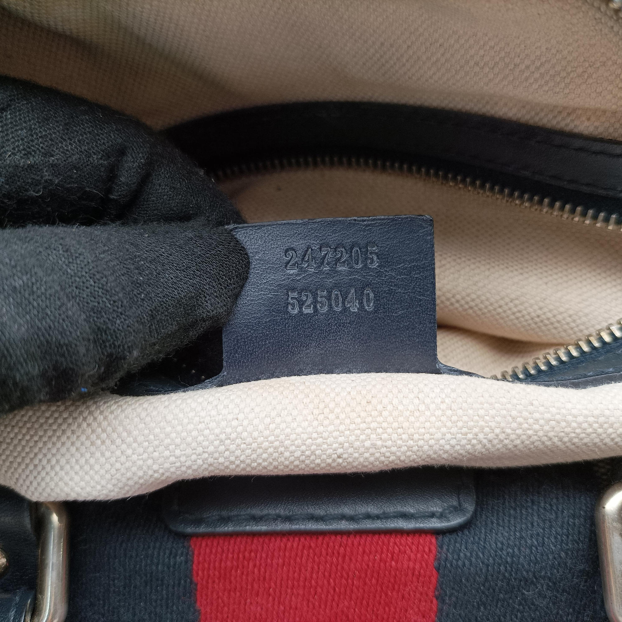 Sherry Line Navy×red×beige canvas×leather 247205 C010717921シェリーライン ネイビー×レッド×ベージュ キャンバス×レザー 247205 C010717921