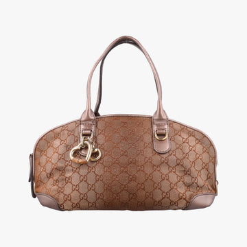 Heart Bit charm Golden×Brown canvas×leather 269955 C010146790ハートビット チャーム ゴールド×ブラウン キャンバス×レザー 269955 C010146790
