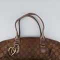 Heart Bit charm Golden×Brown canvas×leather 269955 C010146790ハートビット チャーム ゴールド×ブラウン キャンバス×レザー 269955 C010146790