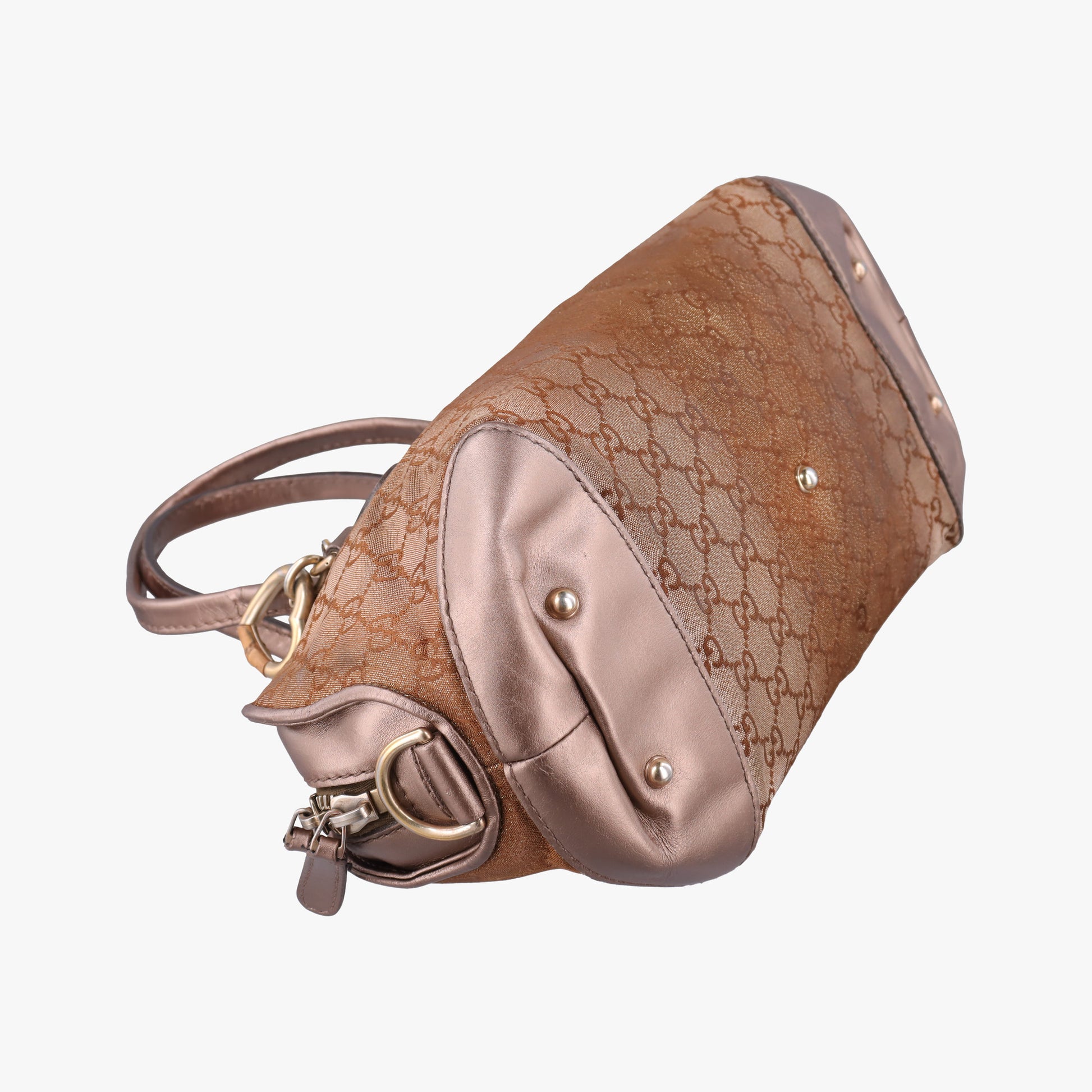 Heart Bit charm Golden×Brown canvas×leather 269955 C010146790ハートビット チャーム ゴールド×ブラウン キャンバス×レザー 269955 C010146790
