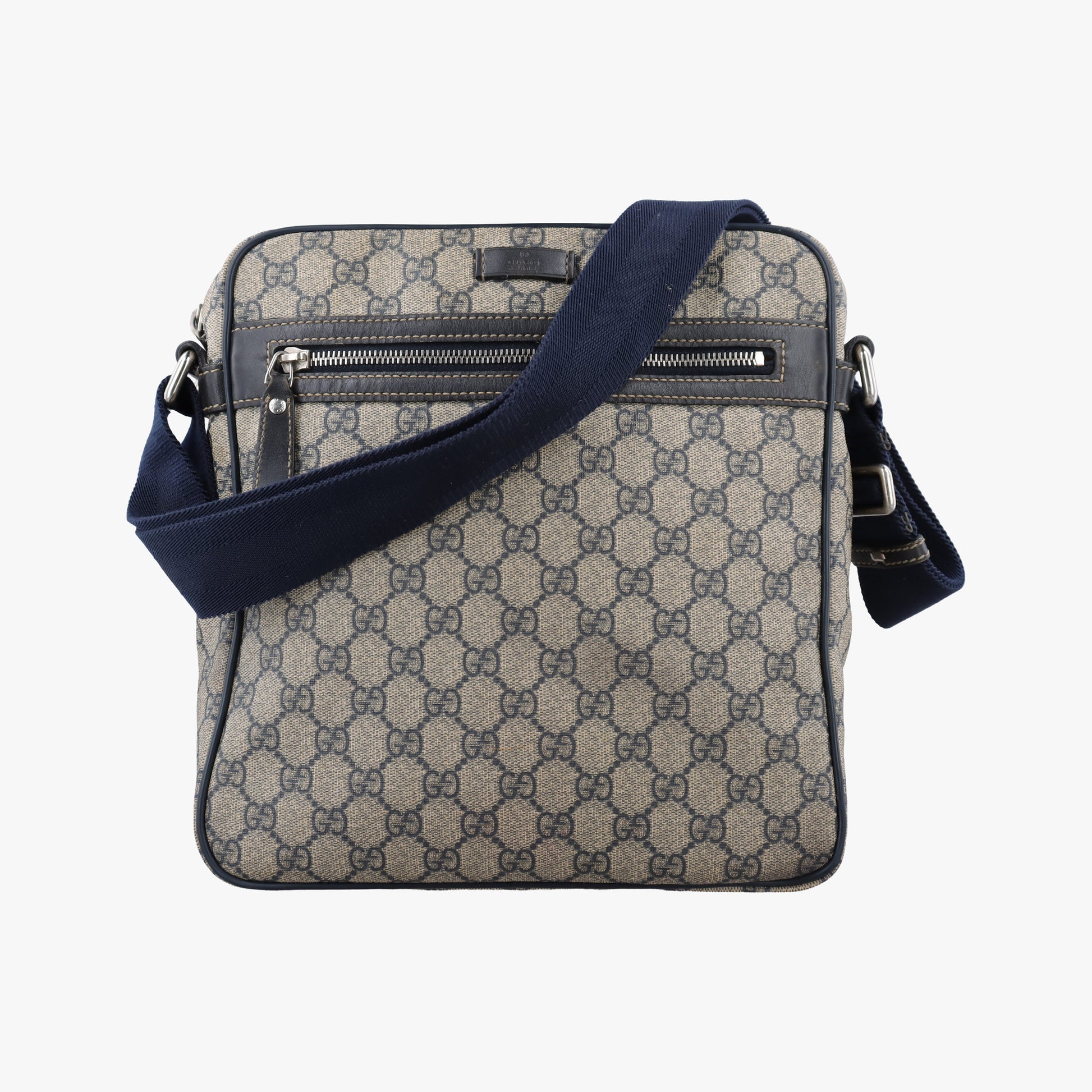 GG Imprime Messenger Beige × Navy PVC coated canvas×leather 201448 E9879957GGインプリメ メッセンジャー ベージュ×ネイビー PVCコーティングキャンバス×レザー 201448 E9879957