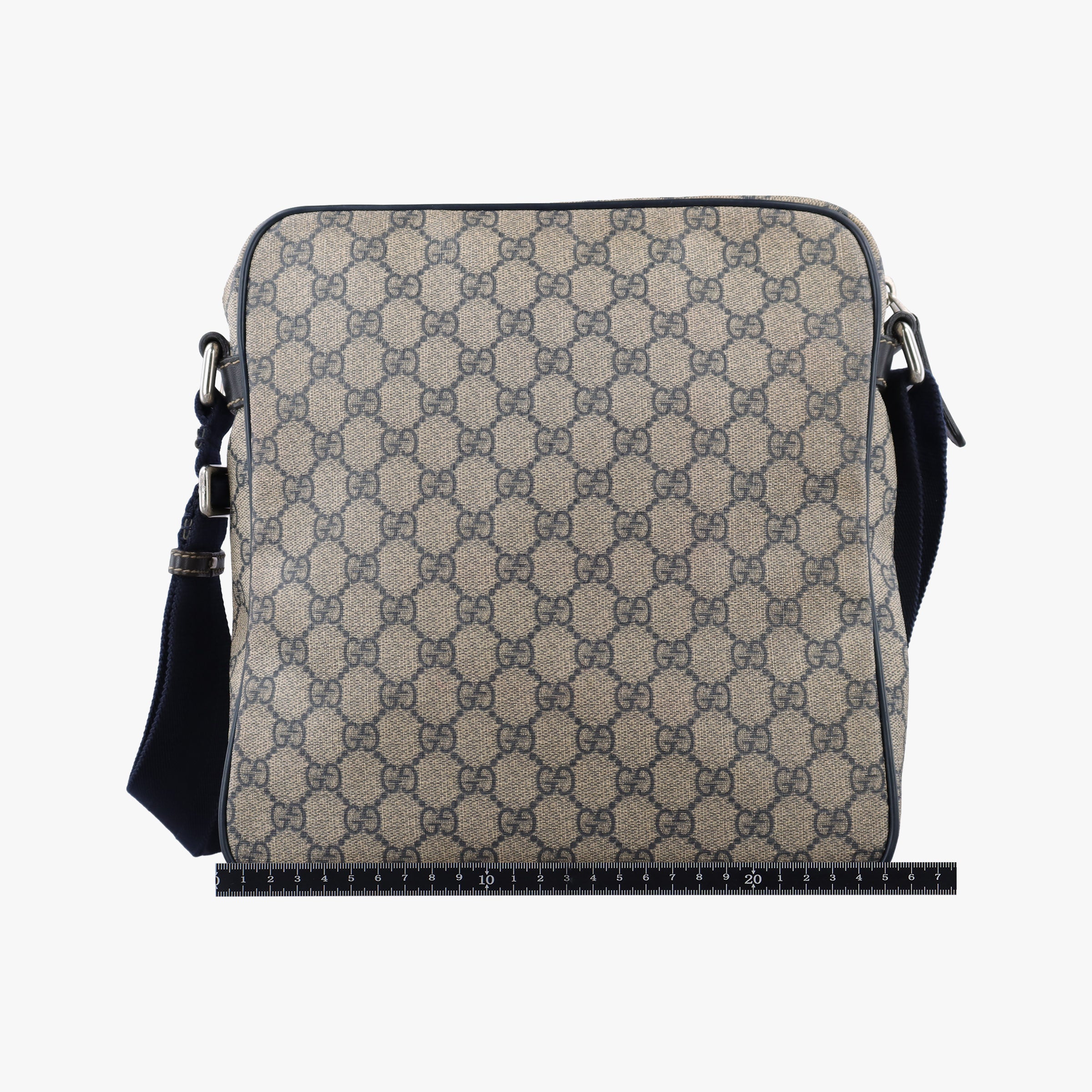 GG Imprime Messenger Beige × Navy PVC coated canvas×leather 201448 E9879957GGインプリメ メッセンジャー ベージュ×ネイビー PVCコーティングキャンバス×レザー 201448 E9879957