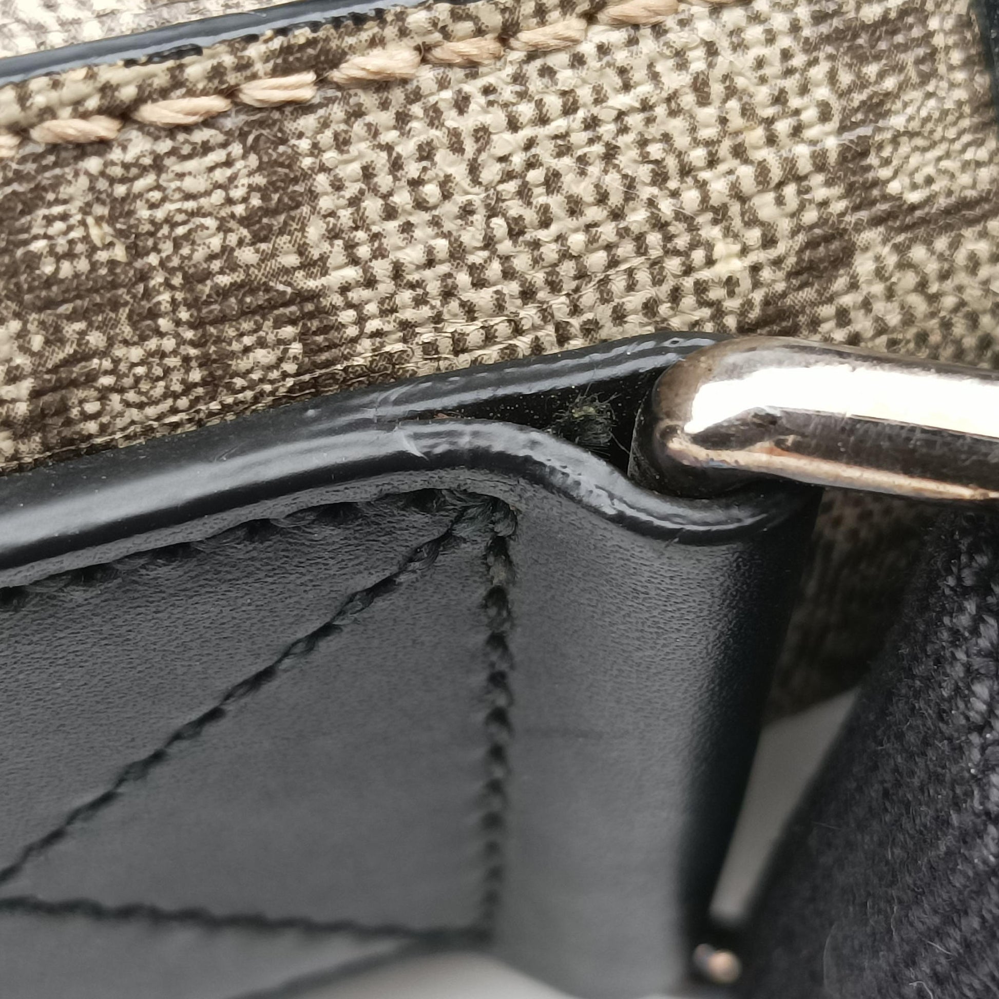 GG Plus GG Supreme Beige×black PVC coated canvas×Leather 406367 H018774868GGプラス GGスプリーム ベージュ×ブラック PVCコーティングキャンバス×レザー 406367 H018774868