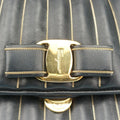 Vara Logo Ribbon Stripe Black Leather AU-21/F164ヴァラ ロゴ リボン ストライプ ブラック レザー AU-21/F164