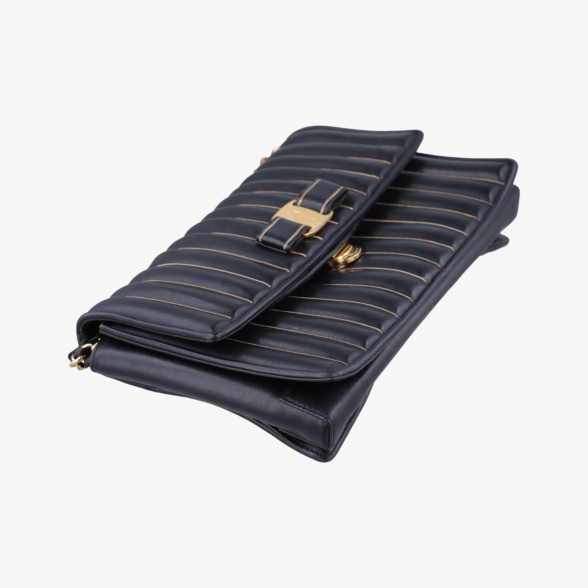 Vara Logo Ribbon Stripe Black Leather AU-21/F164ヴァラ ロゴ リボン ストライプ ブラック レザー AU-21/F164