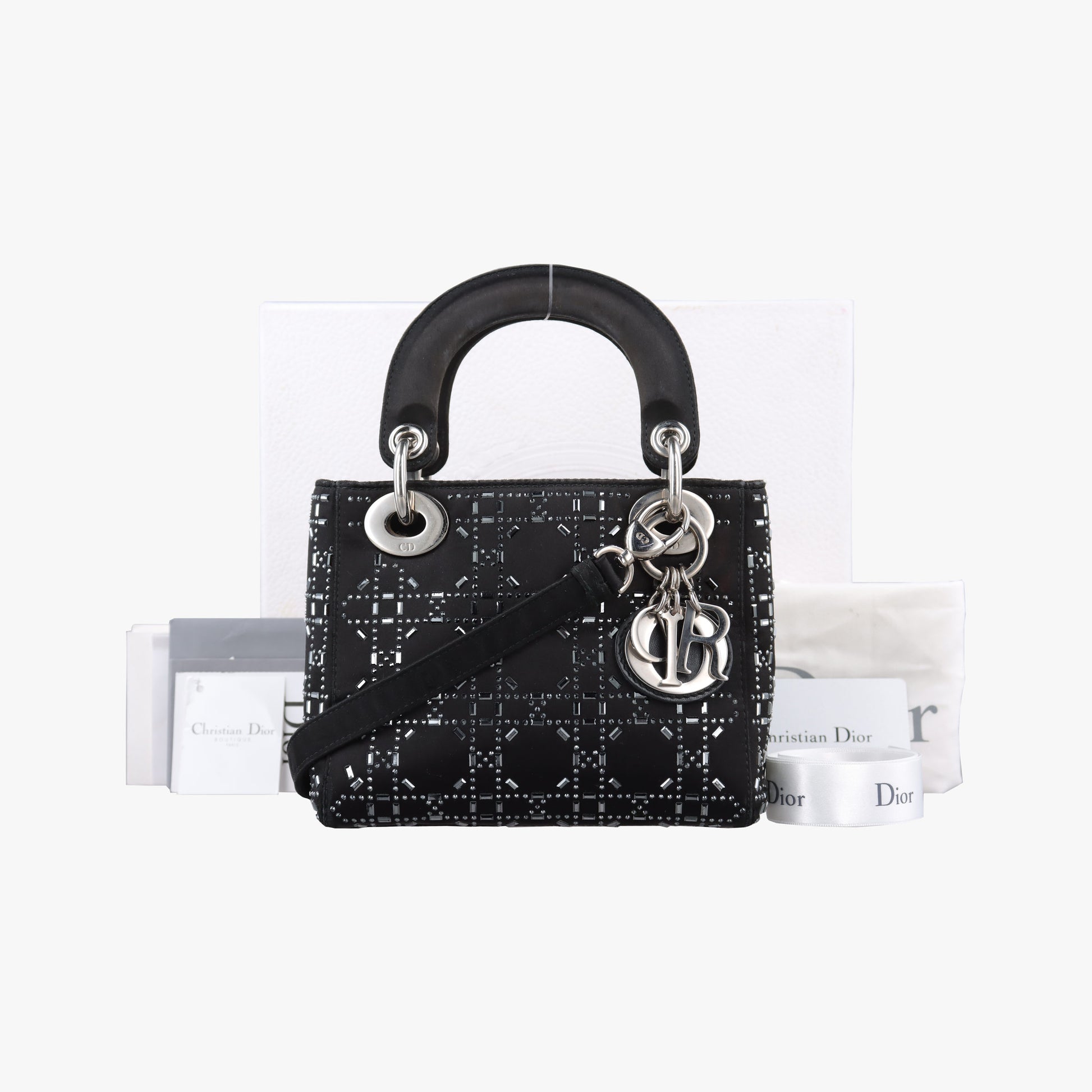Lady Dior Black Silk 01-RU-0128レディディオール ブラック シルク 01-RU-0128