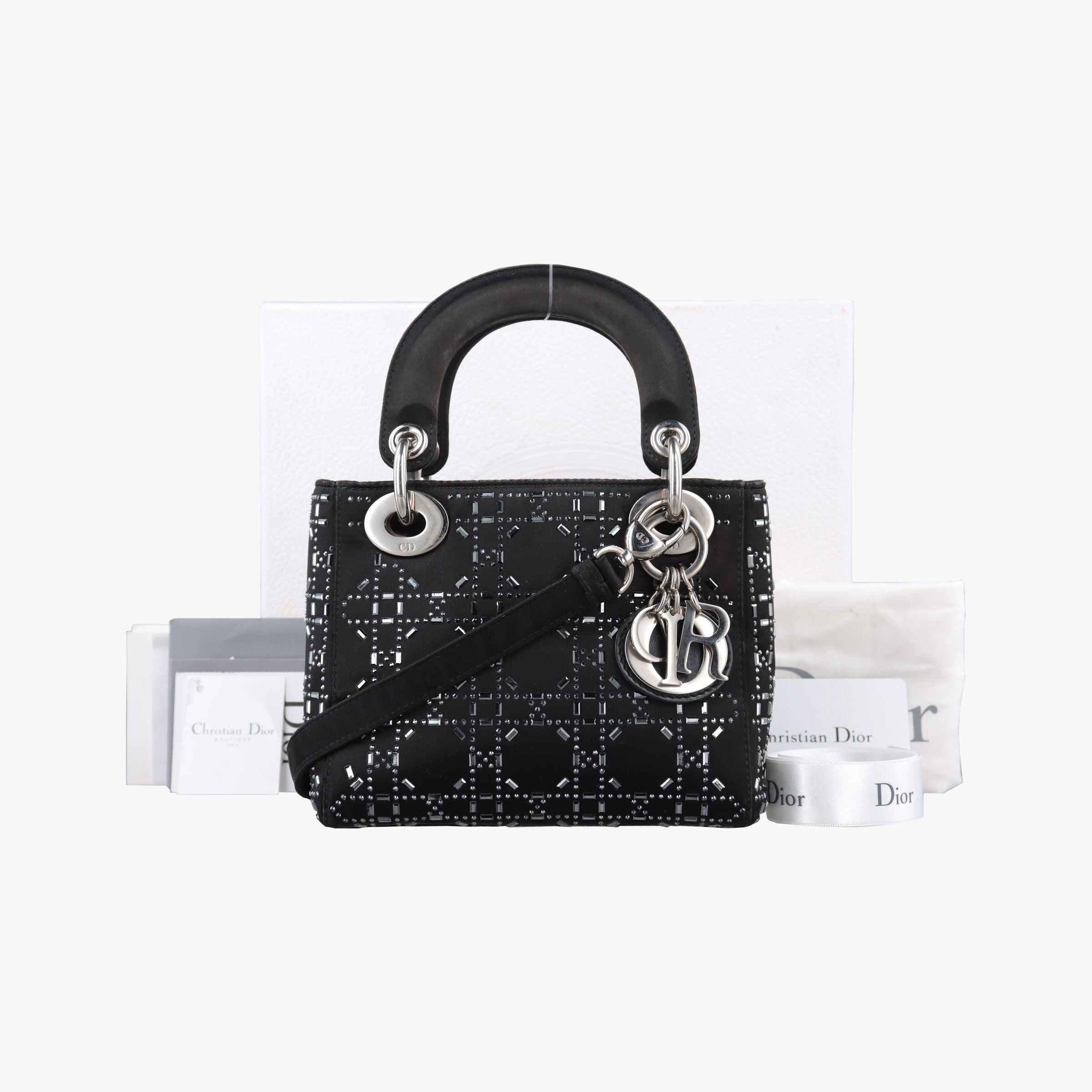 Lady Dior Black Silk 01-RU-0128レディディオール ブラック シルク 01-RU-0128