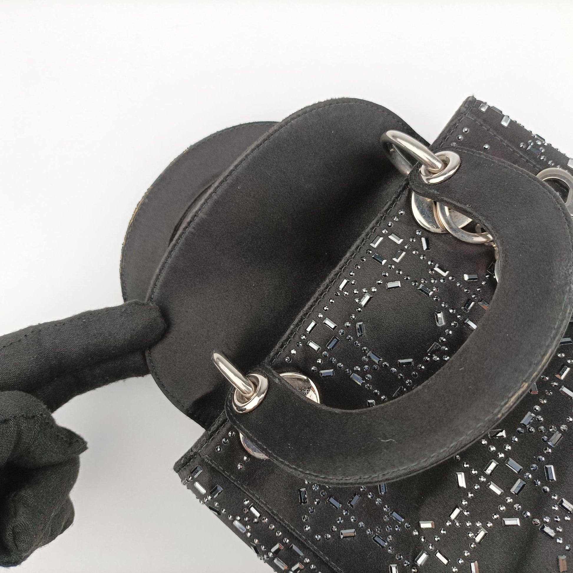 Lady Dior Black Silk 01-RU-0128レディディオール ブラック シルク 01-RU-0128
