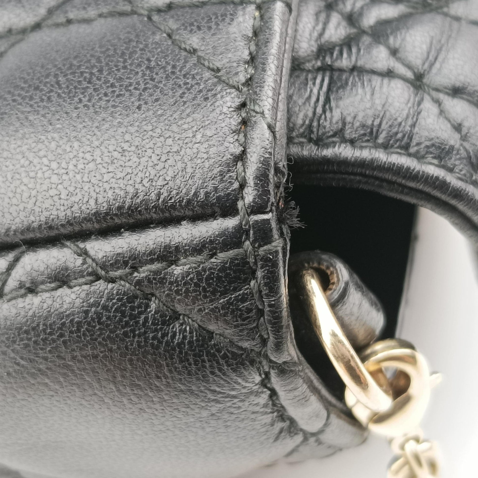 Lady Dior Cannage chain Black lambskin 28-MA-1127レディディオール カナージュ チェーン ブラック ラムスキン 28-MA-1127