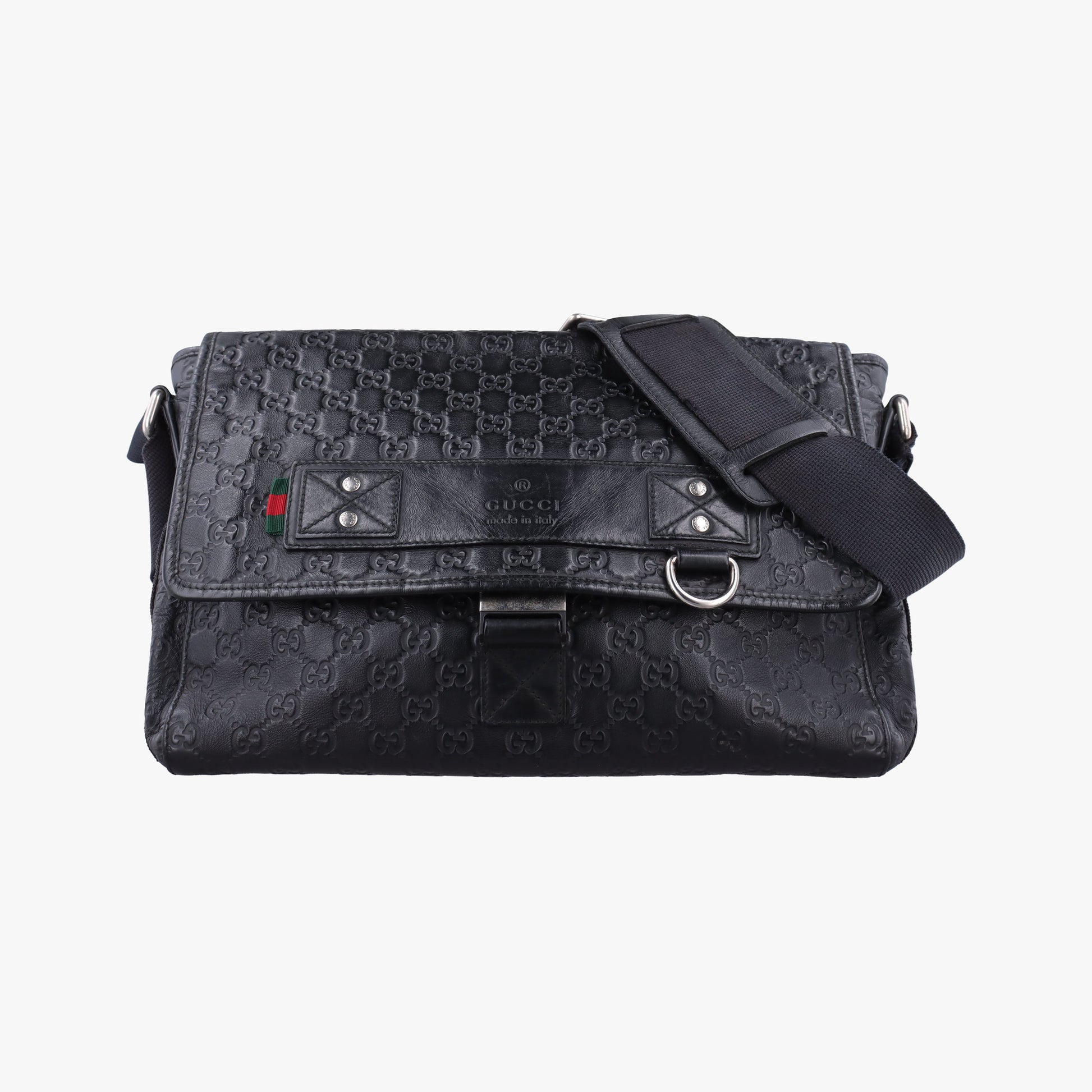 Guccissima Rubber Messenger Black Leather 246067 B010554306グッチシマ メッセンジャー ブラック レザー 246067 B010554306