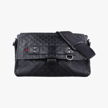 Guccissima Rubber Messenger Black Leather 246067 B010554306グッチシマ メッセンジャー ブラック レザー 246067 B010554306
