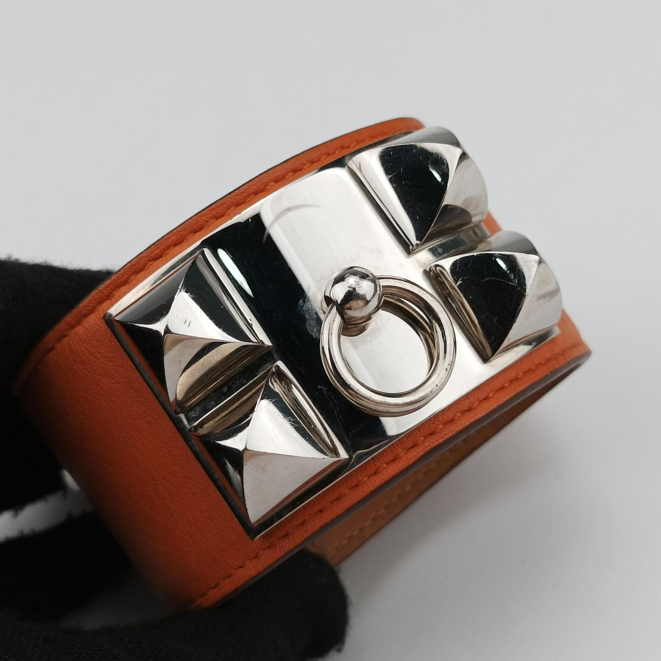 Collier de chien Orange×silver Leather×GP S ▢O Rコリエ ド シアン オレンジ×シルバー レザー×GP S ▢O R