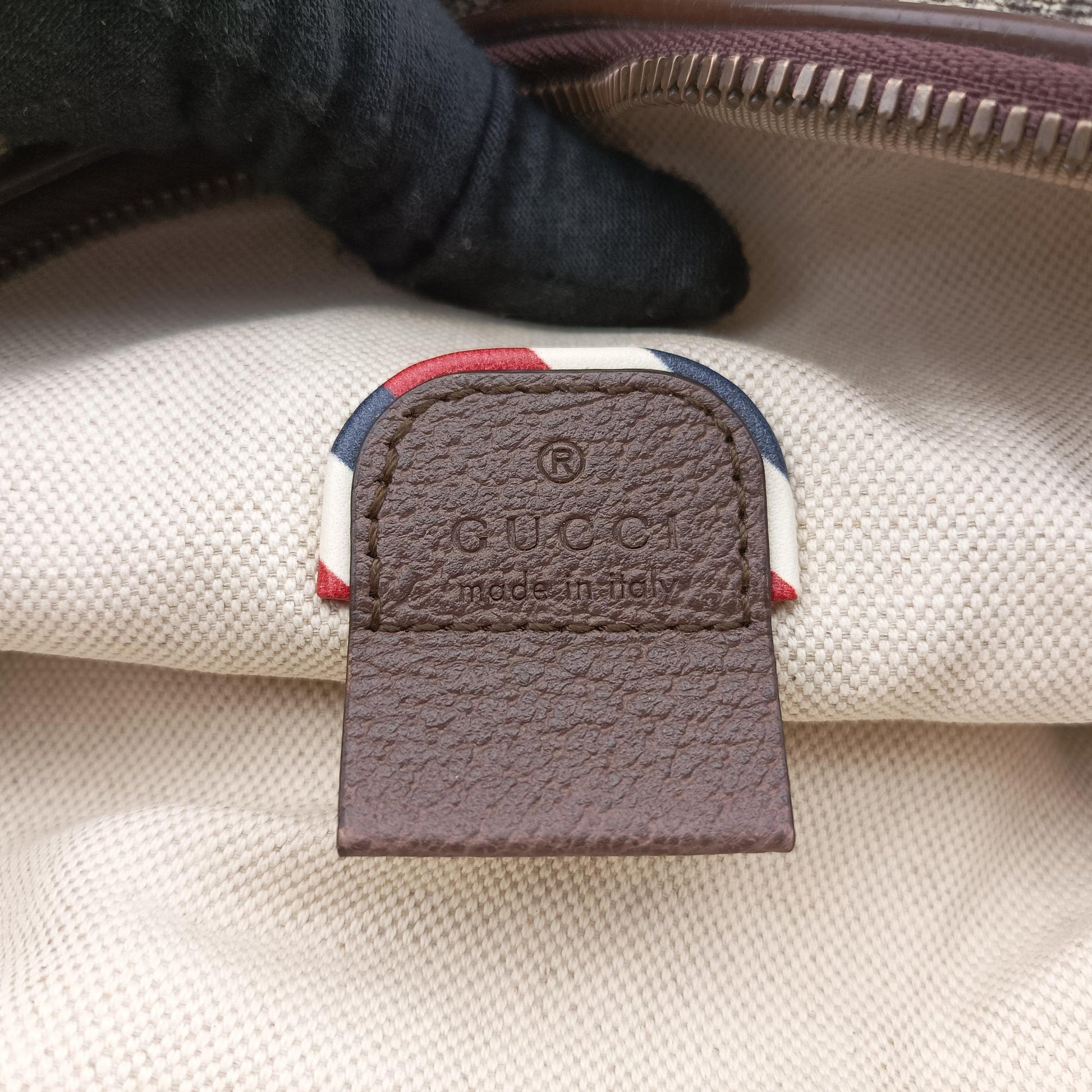 GG Supreme Courrier Brown×multicolor PVC coated canvas 529711 F026899722GGスプリーム クーリエ UFOワッペン ブラウン×マルチカラー PVCコーティングキャンバス 529711 F026899722