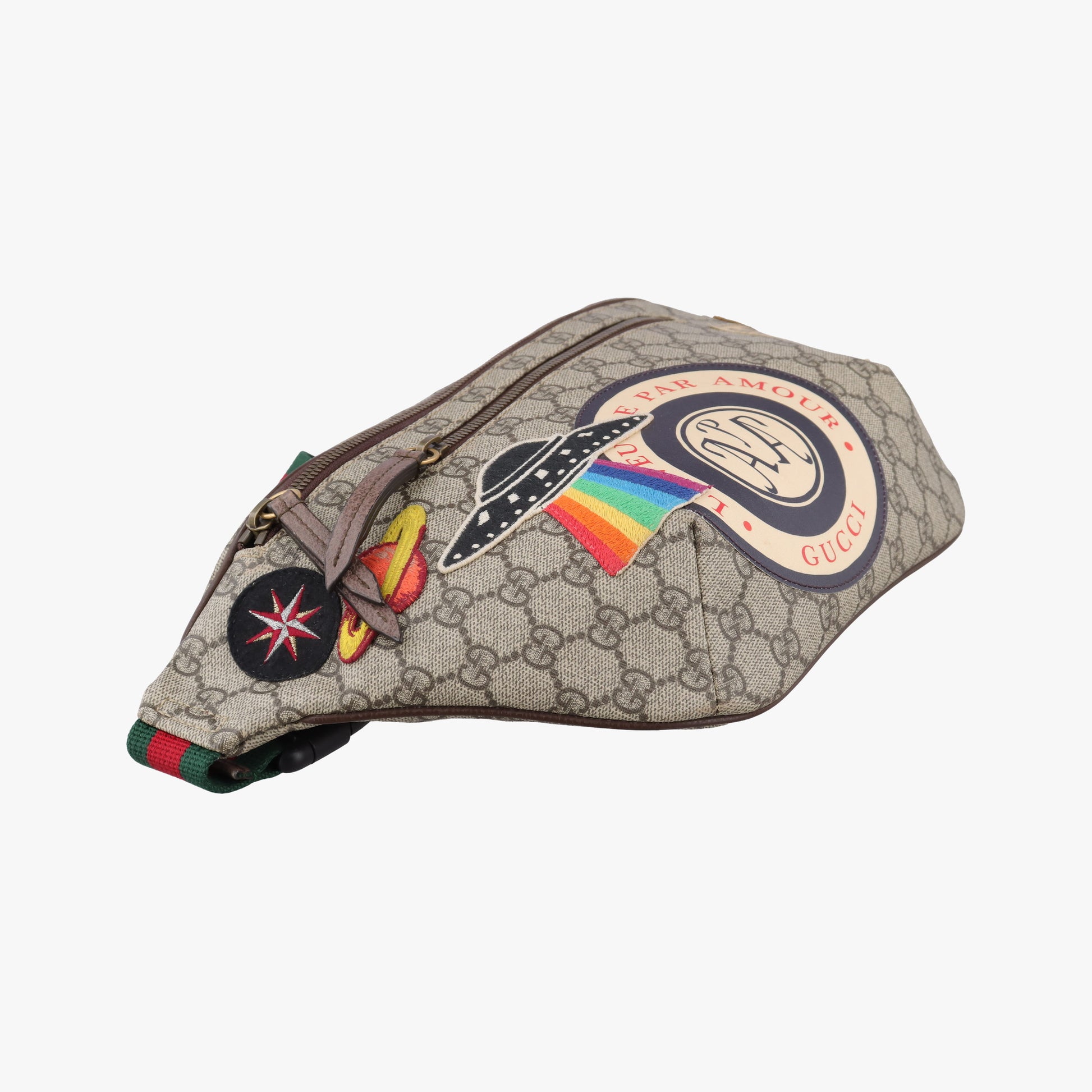 GG Supreme Courrier Brown×multicolor PVC coated canvas 529711 F026899722GGスプリーム クーリエ UFOワッペン ブラウン×マルチカラー PVCコーティングキャンバス 529711 F026899722