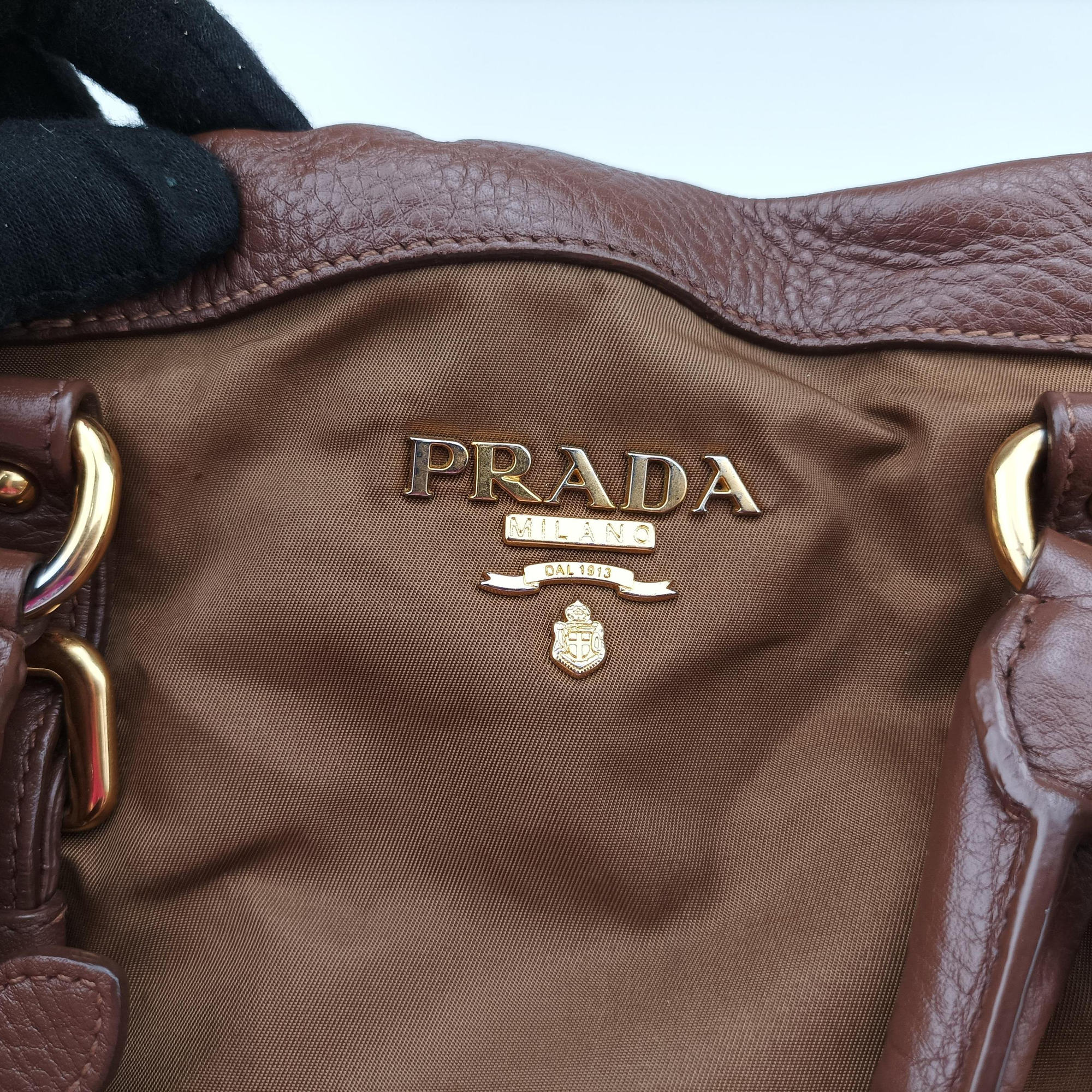 Tessuto Nappa Gaufre Satchel Rovere Brown nylon×Leather 158テスート ナッパ ゴーフル サッチェル ローヴェレ ブラウン ナイロン×レザー 158