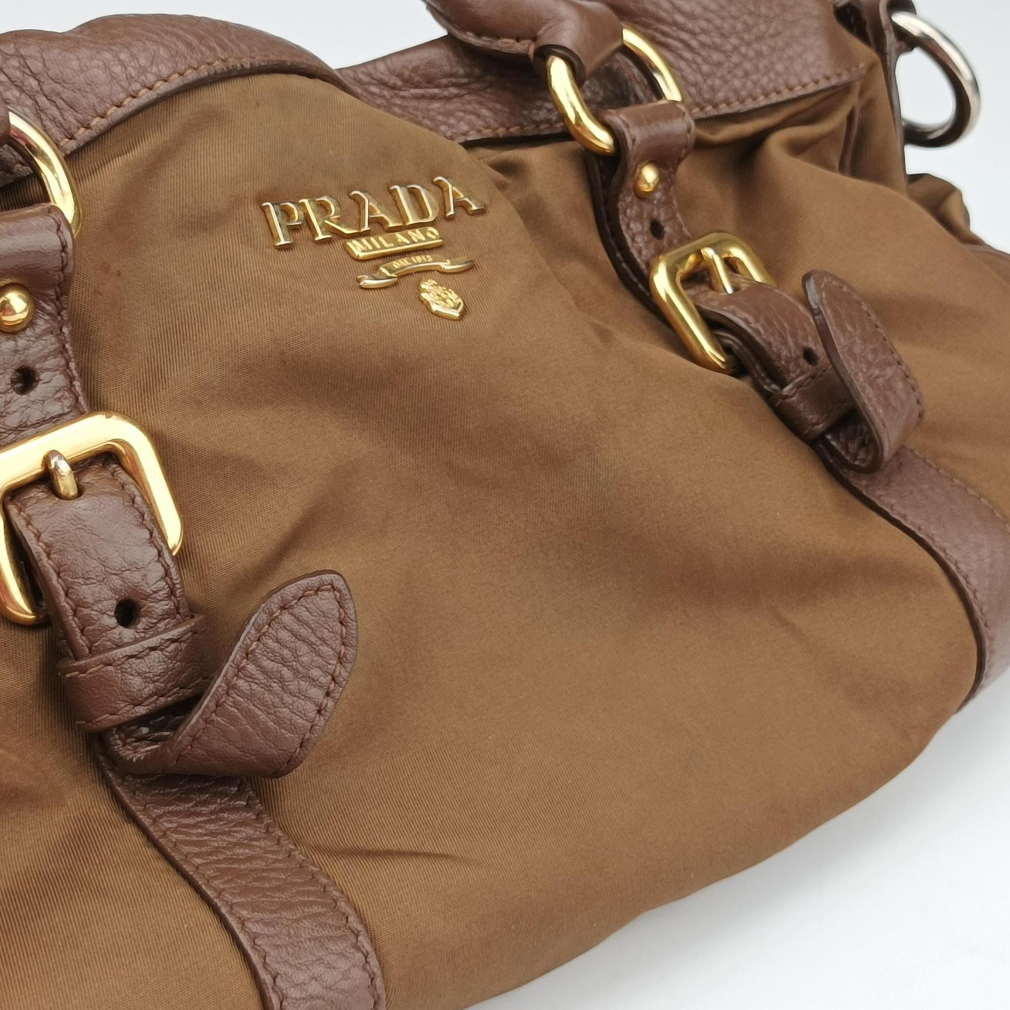 Tessuto Nappa Gaufre Satchel Rovere Brown nylon×Leather 158テスート ナッパ ゴーフル サッチェル ローヴェレ ブラウン ナイロン×レザー 158