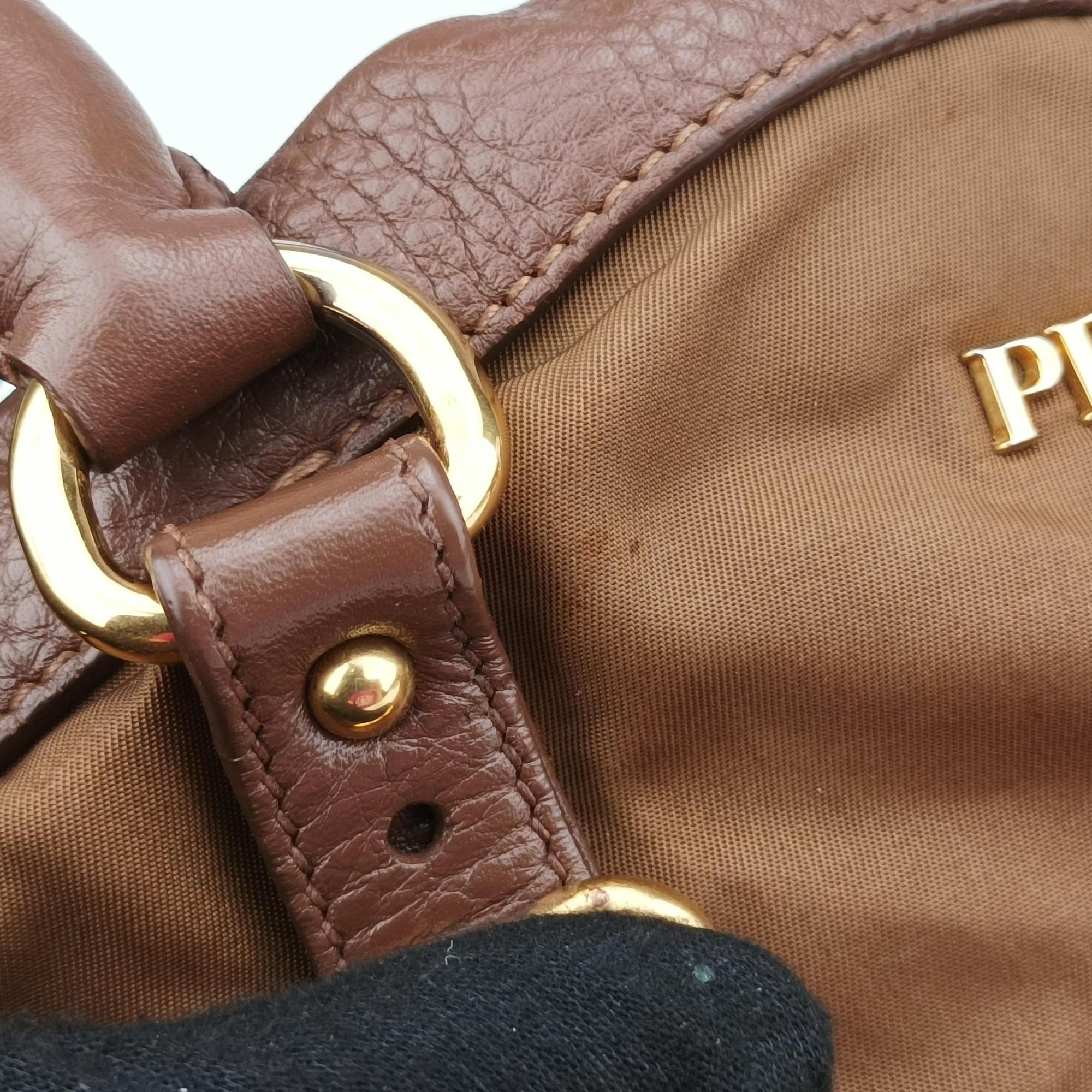 Tessuto Nappa Gaufre Satchel Rovere Brown nylon×Leather 158テスート ナッパ ゴーフル サッチェル ローヴェレ ブラウン ナイロン×レザー 158