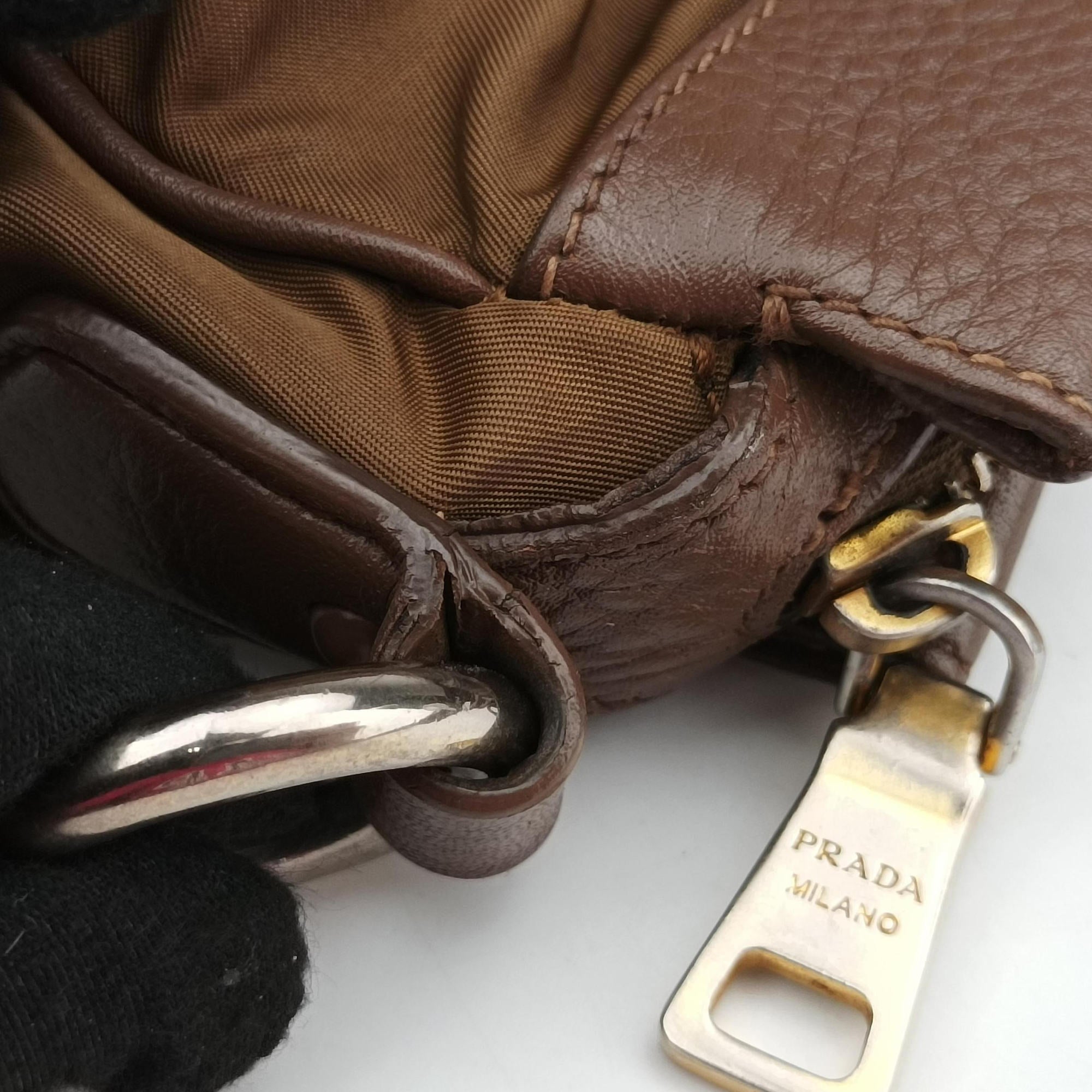 Tessuto Nappa Gaufre Satchel Rovere Brown nylon×Leather 158テスート ナッパ ゴーフル サッチェル ローヴェレ ブラウン ナイロン×レザー 158