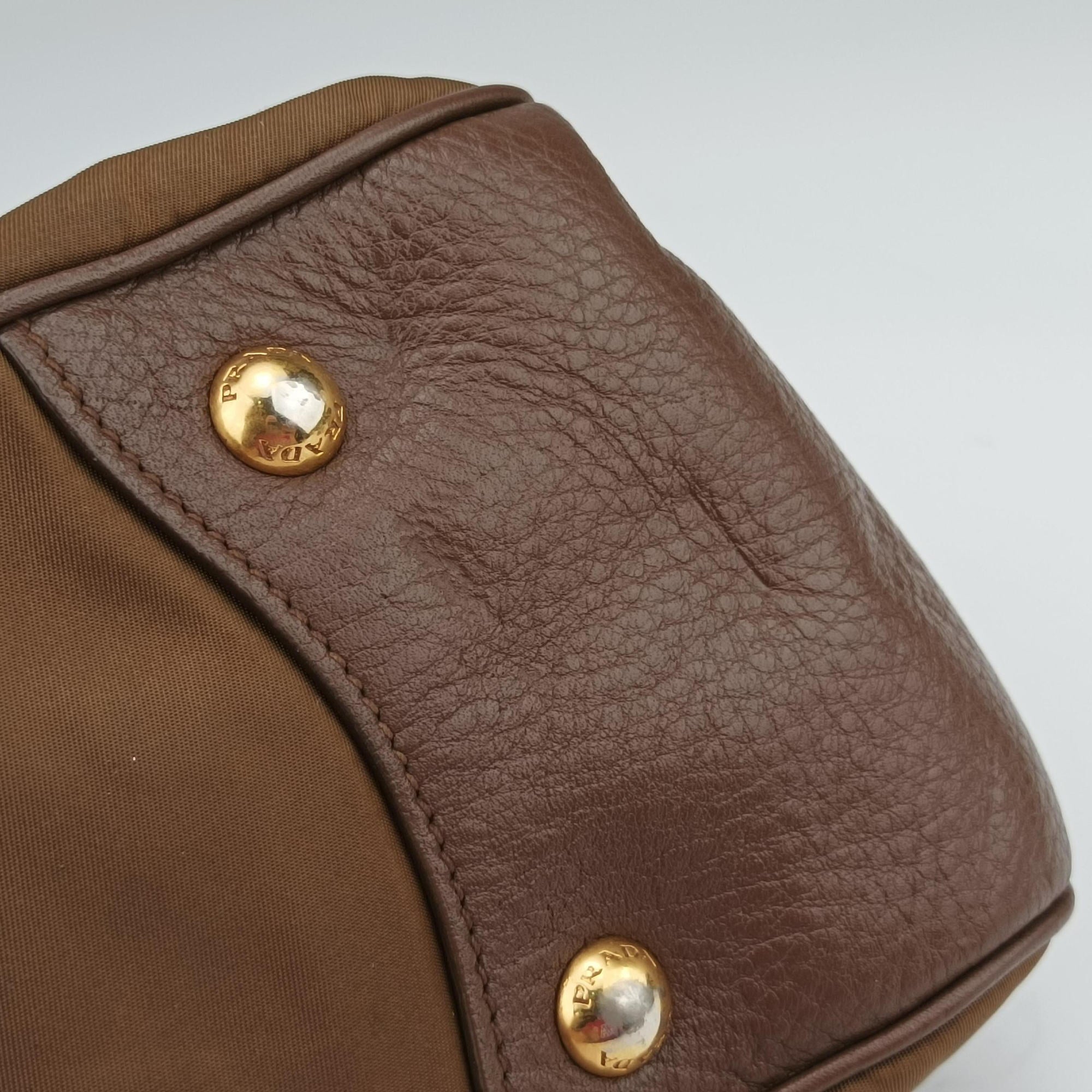 Tessuto Nappa Gaufre Satchel Rovere Brown nylon×Leather 158テスート ナッパ ゴーフル サッチェル ローヴェレ ブラウン ナイロン×レザー 158