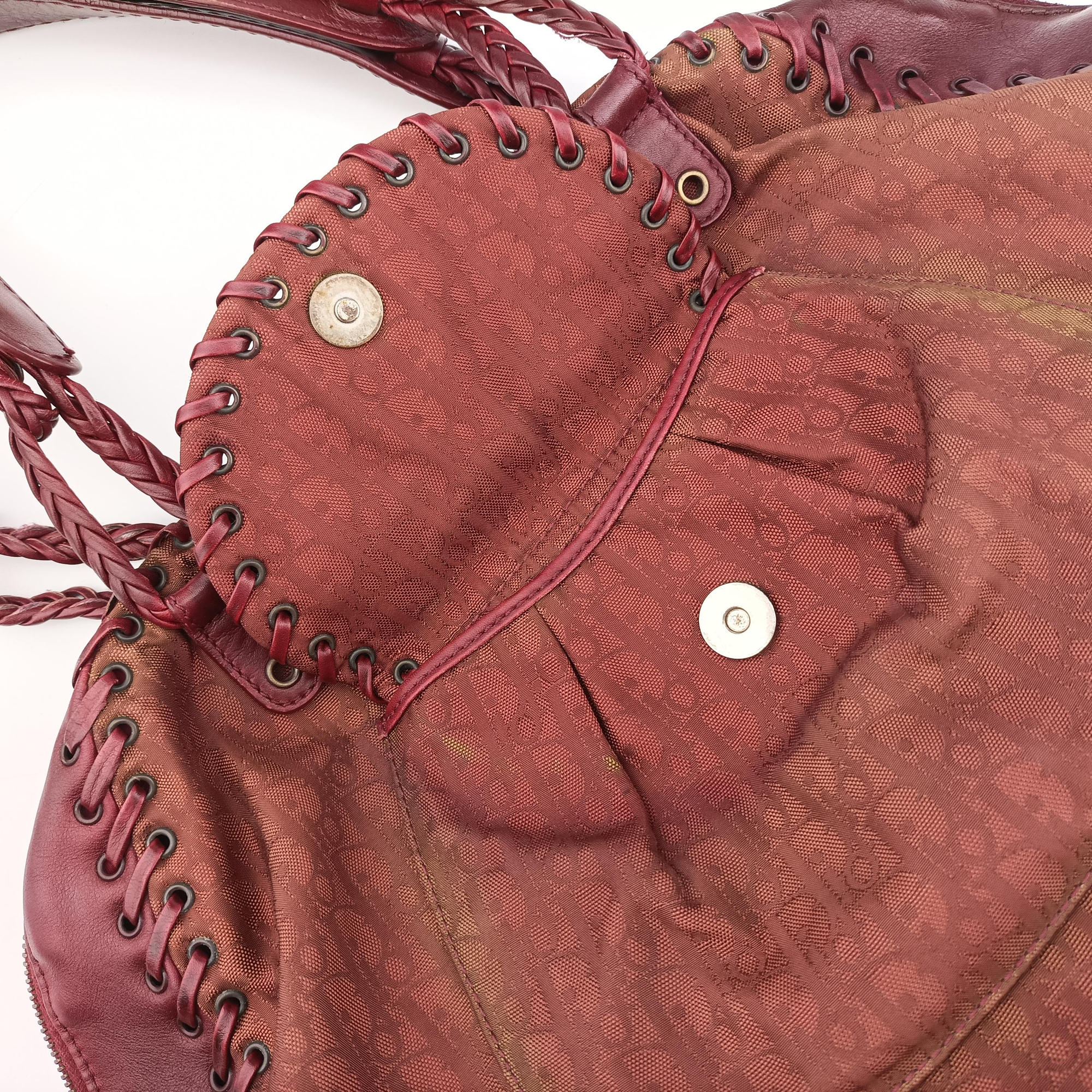 Ethnic Braided Tote burgundy×Multicolour canvas×leather 02-BO-0067エスニックブレイデッドトート ワインレッド×マルチカラー キャンバス × レザー 02-BO-0067