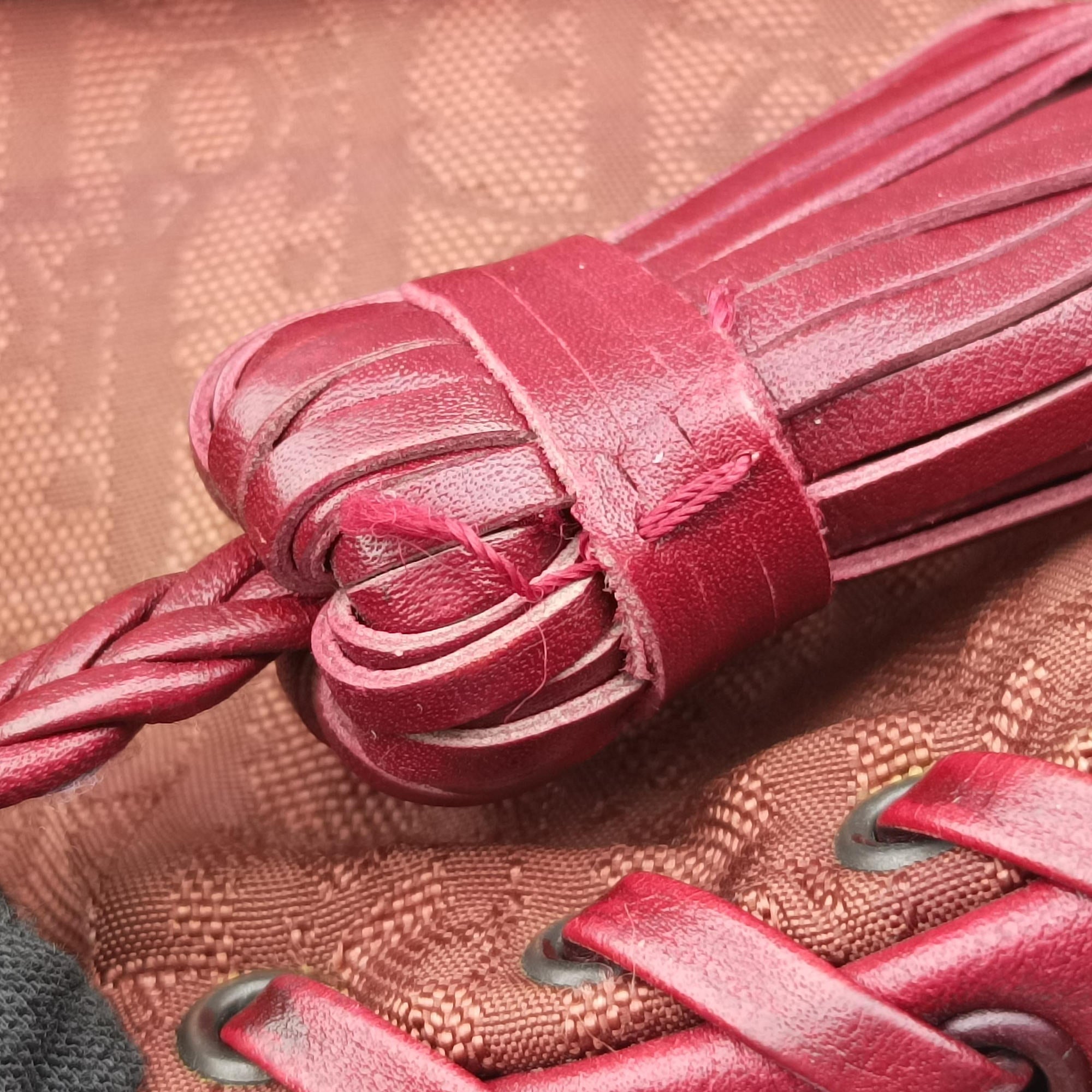 Ethnic Braided Tote burgundy×Multicolour canvas×leather 02-BO-0067エスニックブレイデッドトート ワインレッド×マルチカラー キャンバス × レザー 02-BO-0067