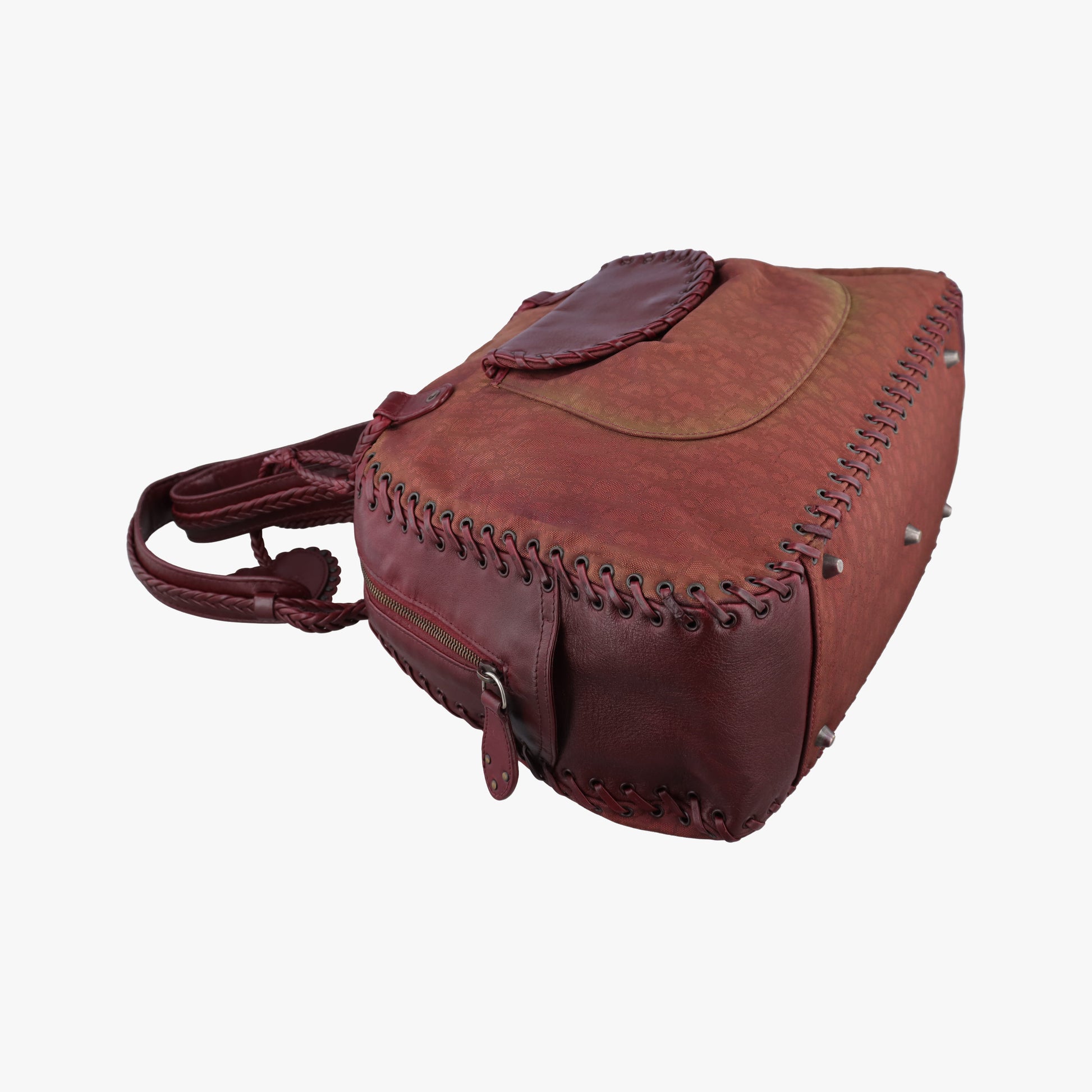 Ethnic Braided Tote burgundy×Multicolour canvas×leather 02-BO-0067エスニックブレイデッドトート ワインレッド×マルチカラー キャンバス × レザー 02-BO-0067