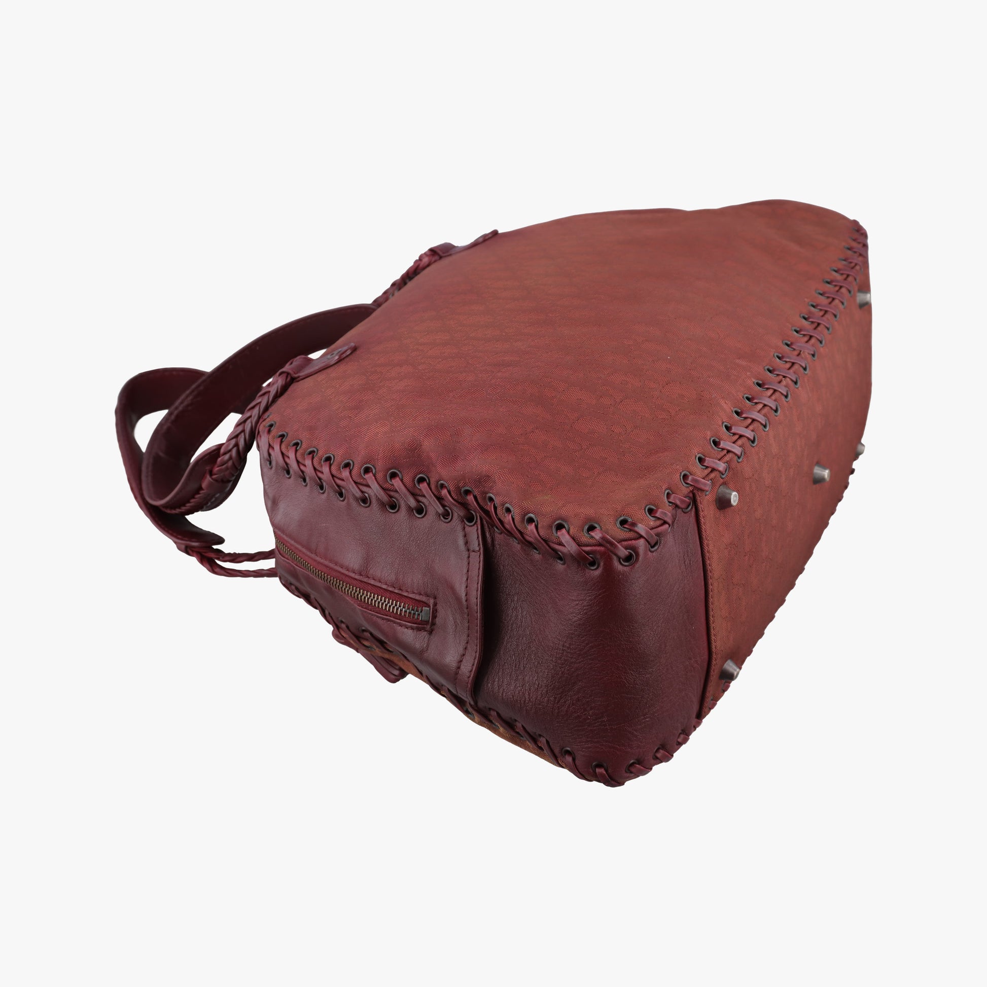Ethnic Braided Tote burgundy×Multicolour canvas×leather 02-BO-0067エスニックブレイデッドトート ワインレッド×マルチカラー キャンバス × レザー 02-BO-0067