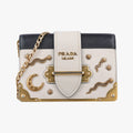 Astrology Cahier White×Black Saffiano leather×Leather 25アストロロジー カイエ ホワイト×ブラック サフィアーノレザー×レザー 25