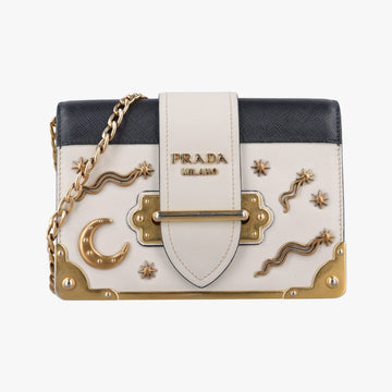 Astrology Cahier White×Black Saffiano leather×Leather 25アストロロジー カイエ ホワイト×ブラック サフィアーノレザー×レザー 25